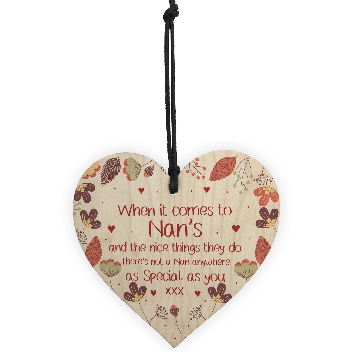 Gift For Nan Wooden Heart Birthday Christmas Gift For Nan