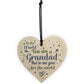 Grandad Ornament Keepsake Wooden Heart Birthday Christmas Card