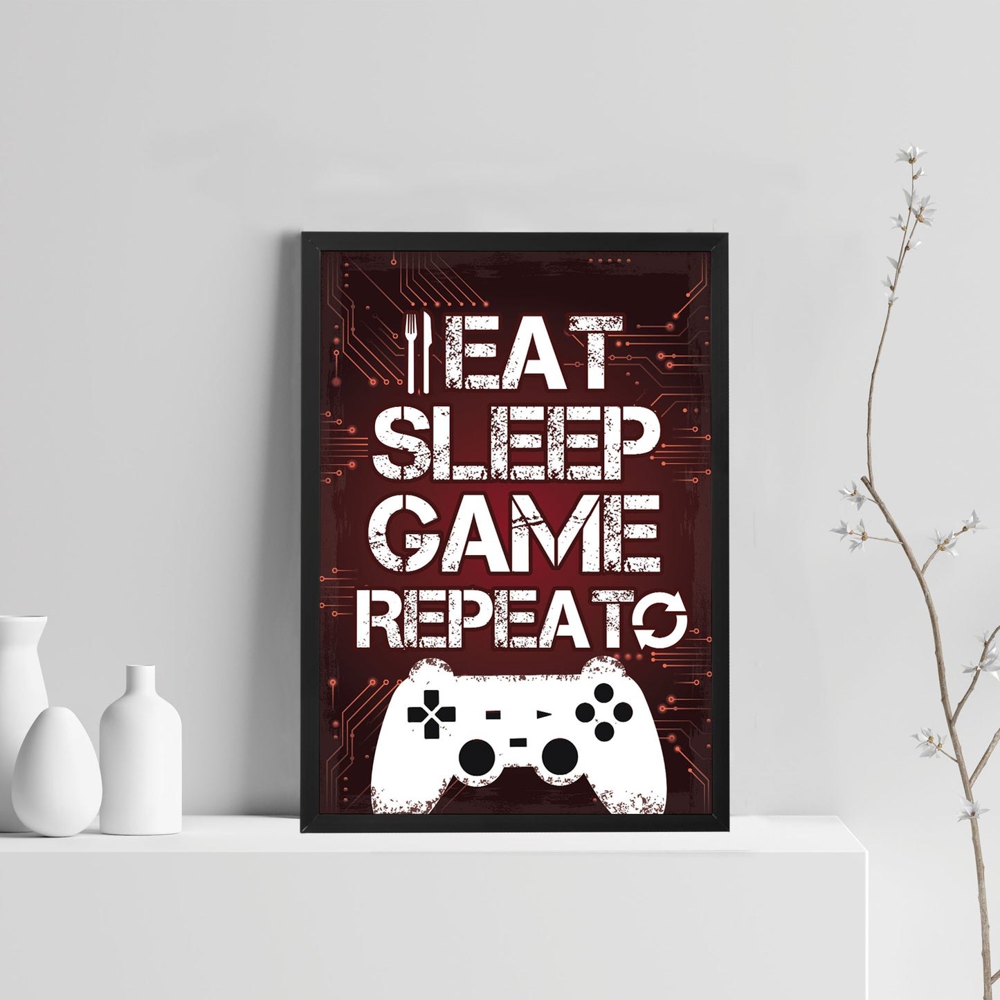 Gaming Sign Gaming Print Framed Boys Bedroom Decor Wall Art