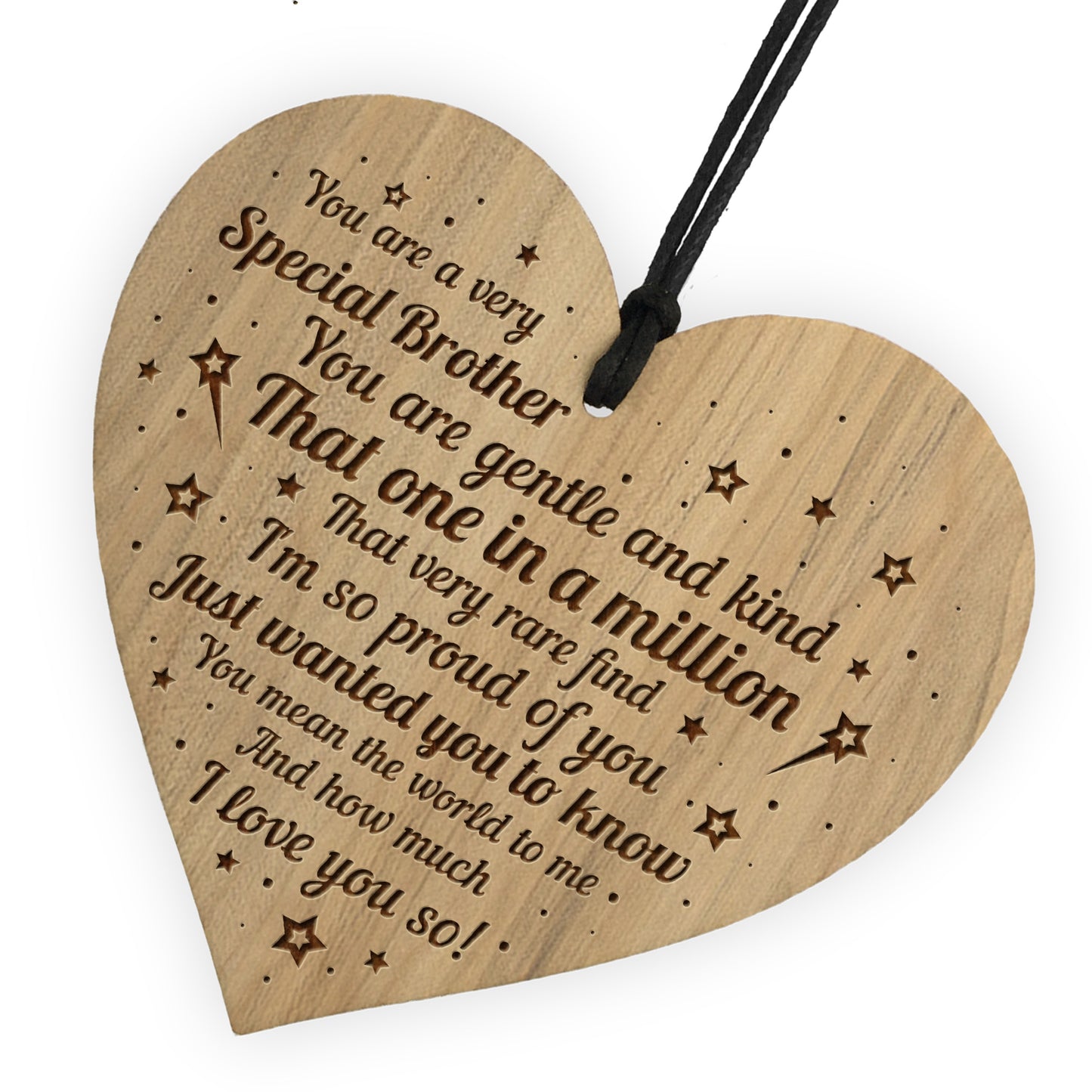 BROTHER GIFT Engraved Wood Heart Birthday Christmas Gift