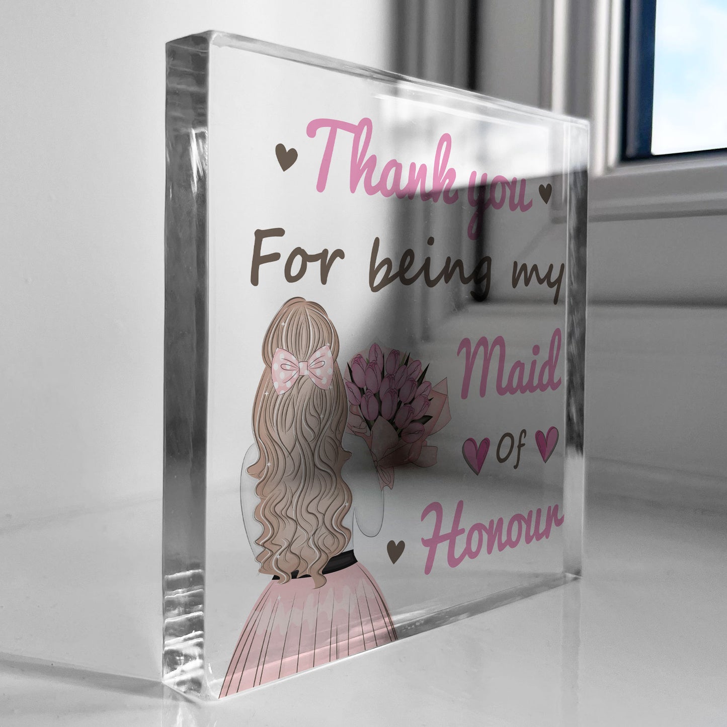 Thank You For Being My Maid Of Honour Gift Acrylic Block