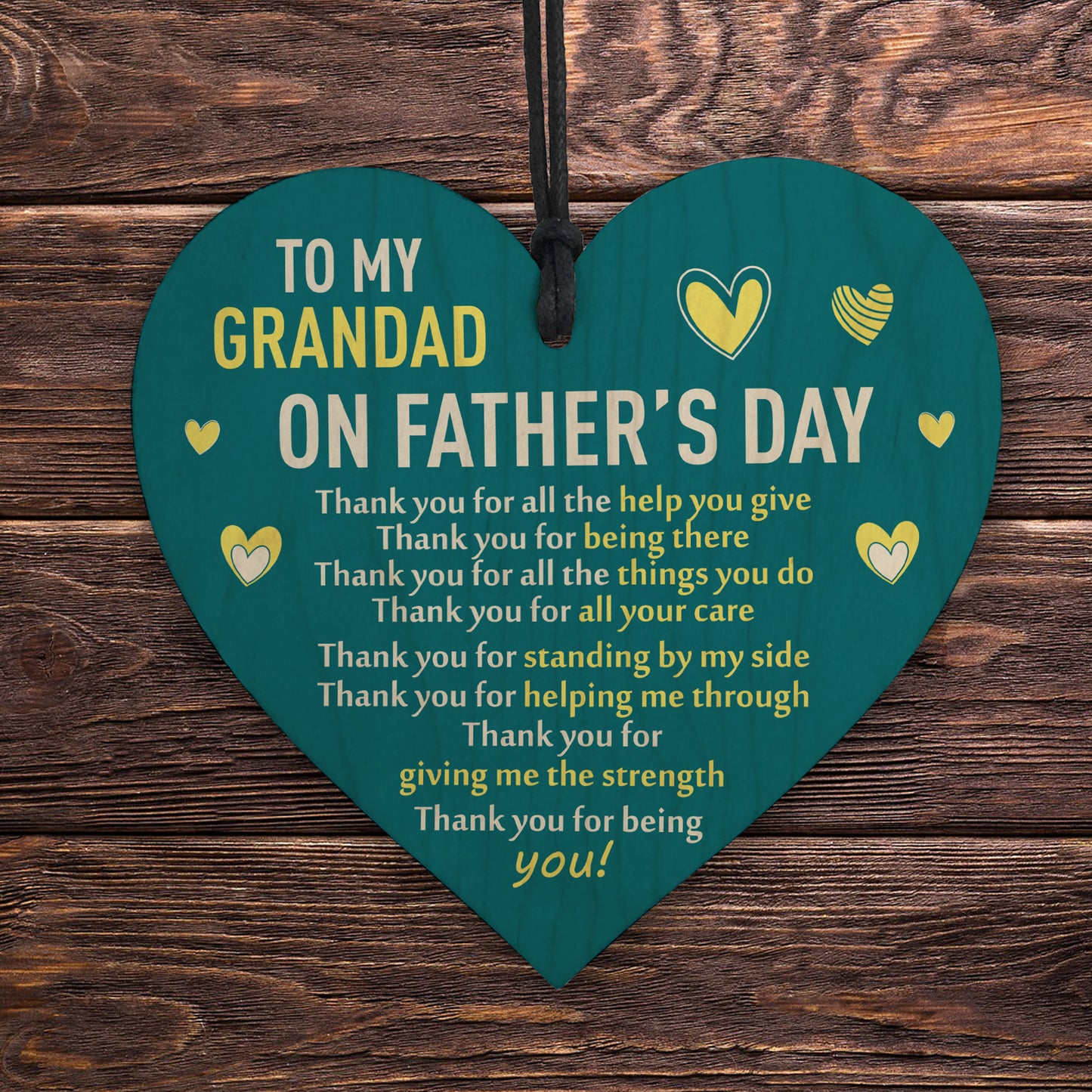 Fathers Day Thank You Gift For Grandad Wooden Heart Gifts