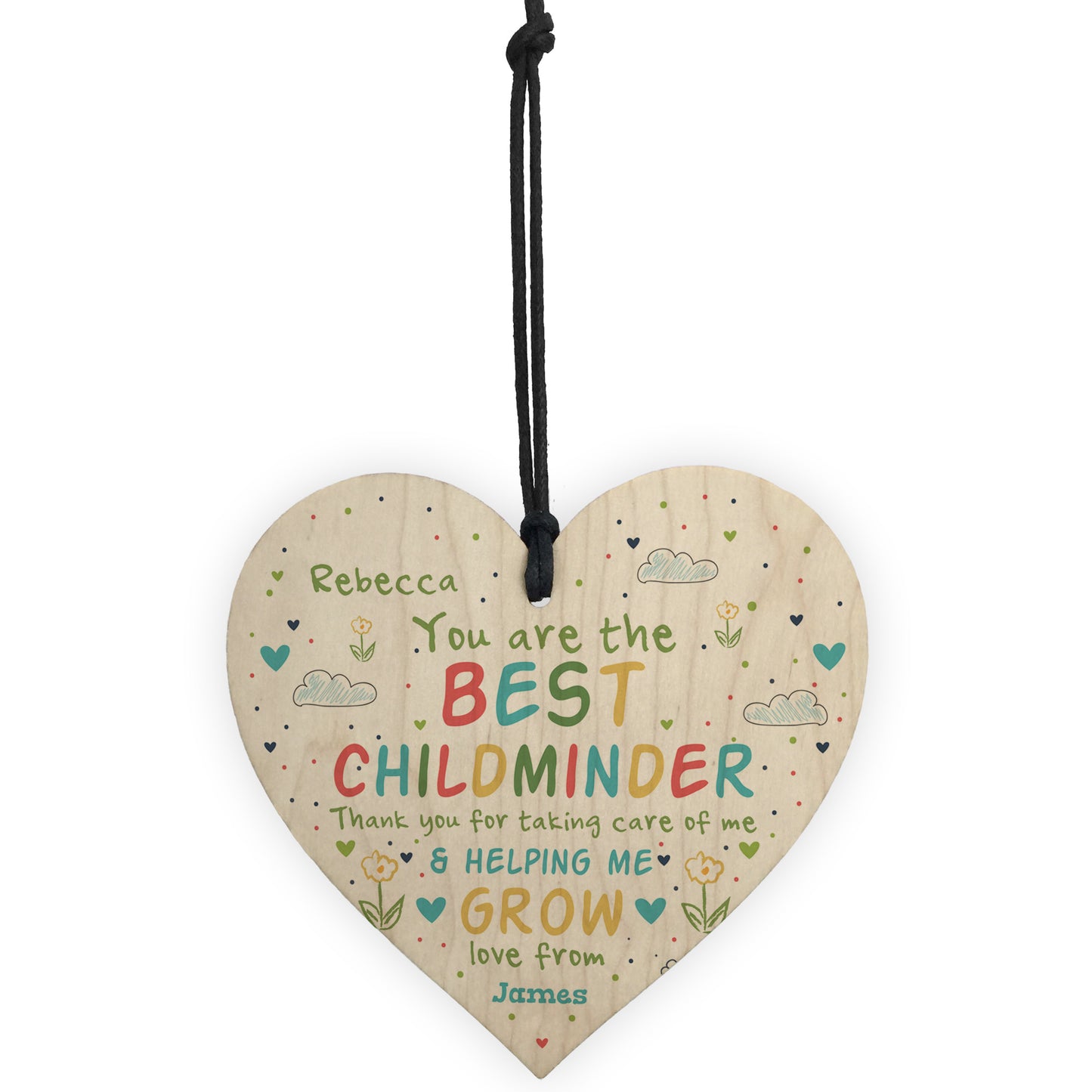 Personalised Childminder Teacher Gift Wood Heart Pre School