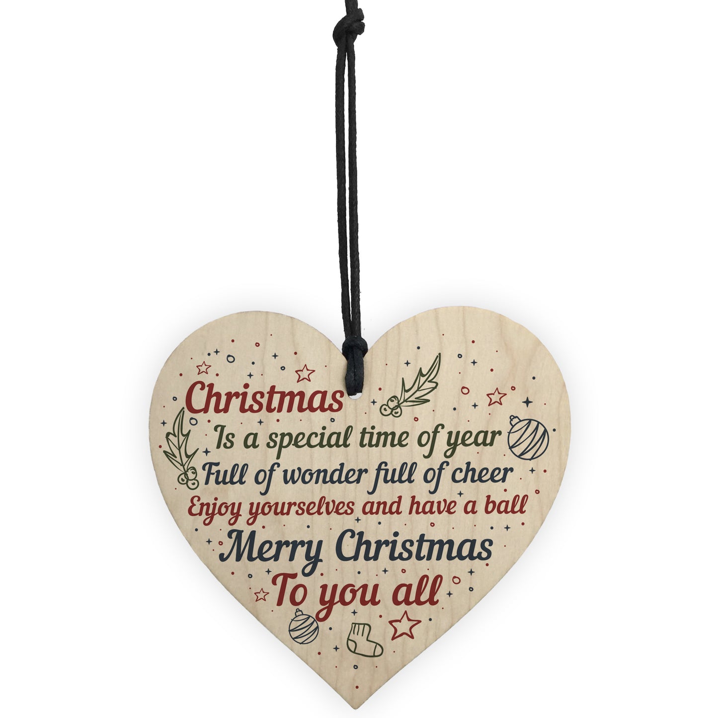 Christmas Friendship Family Bauble Tree Decoration Wooden Heart