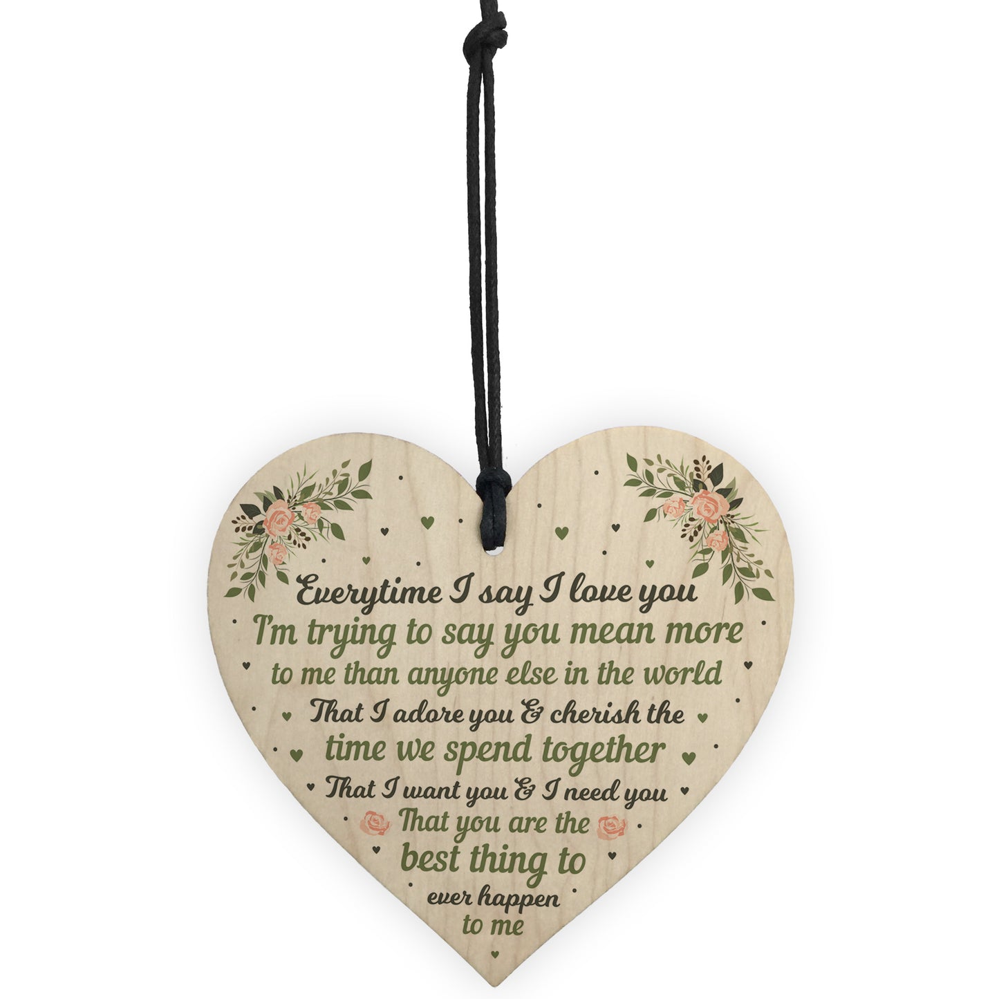 I Love You Plaque Wood Heart Special Anniversary Birthday Gift