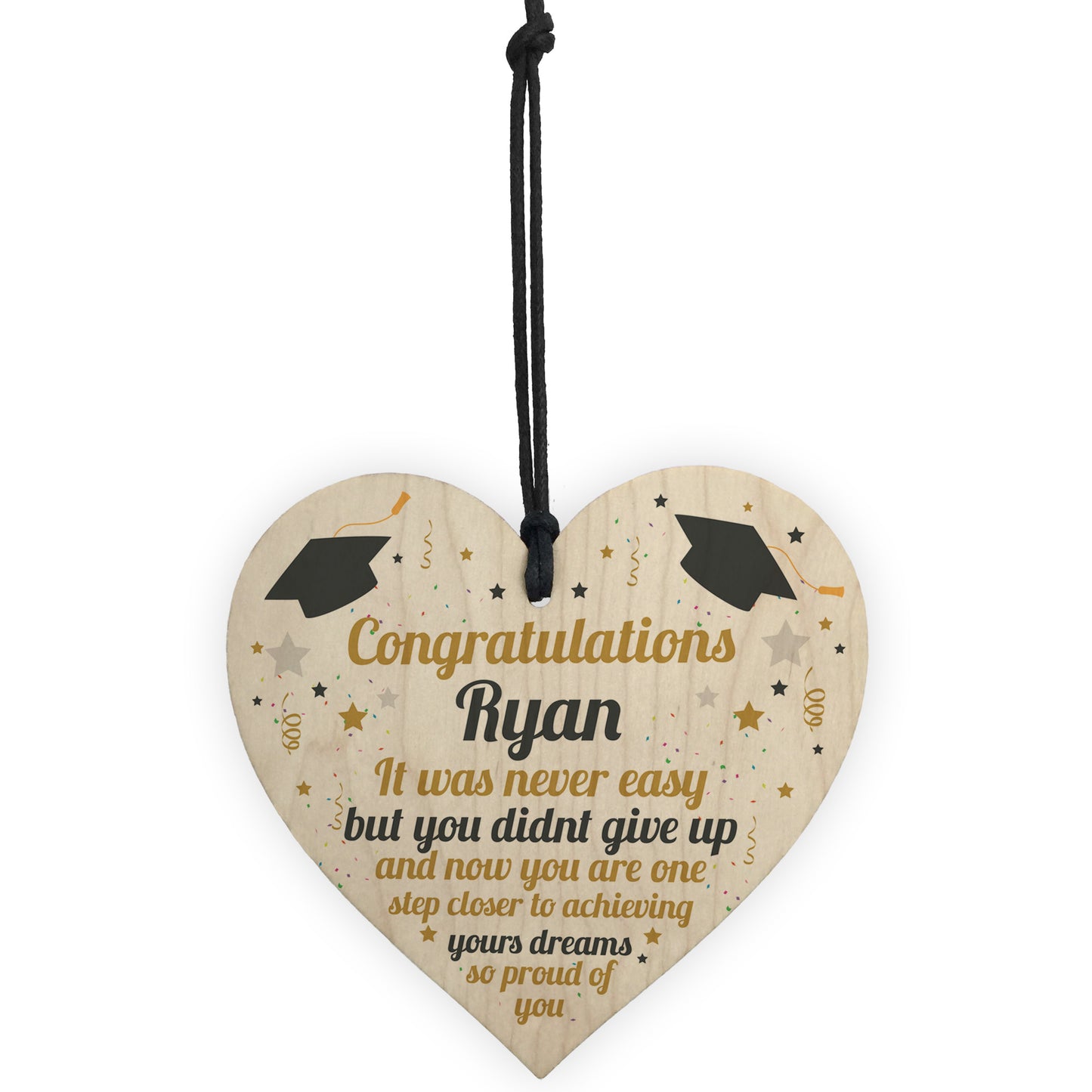 PERSONALISED Congratulations Present Graduation Gift Wood Heart
