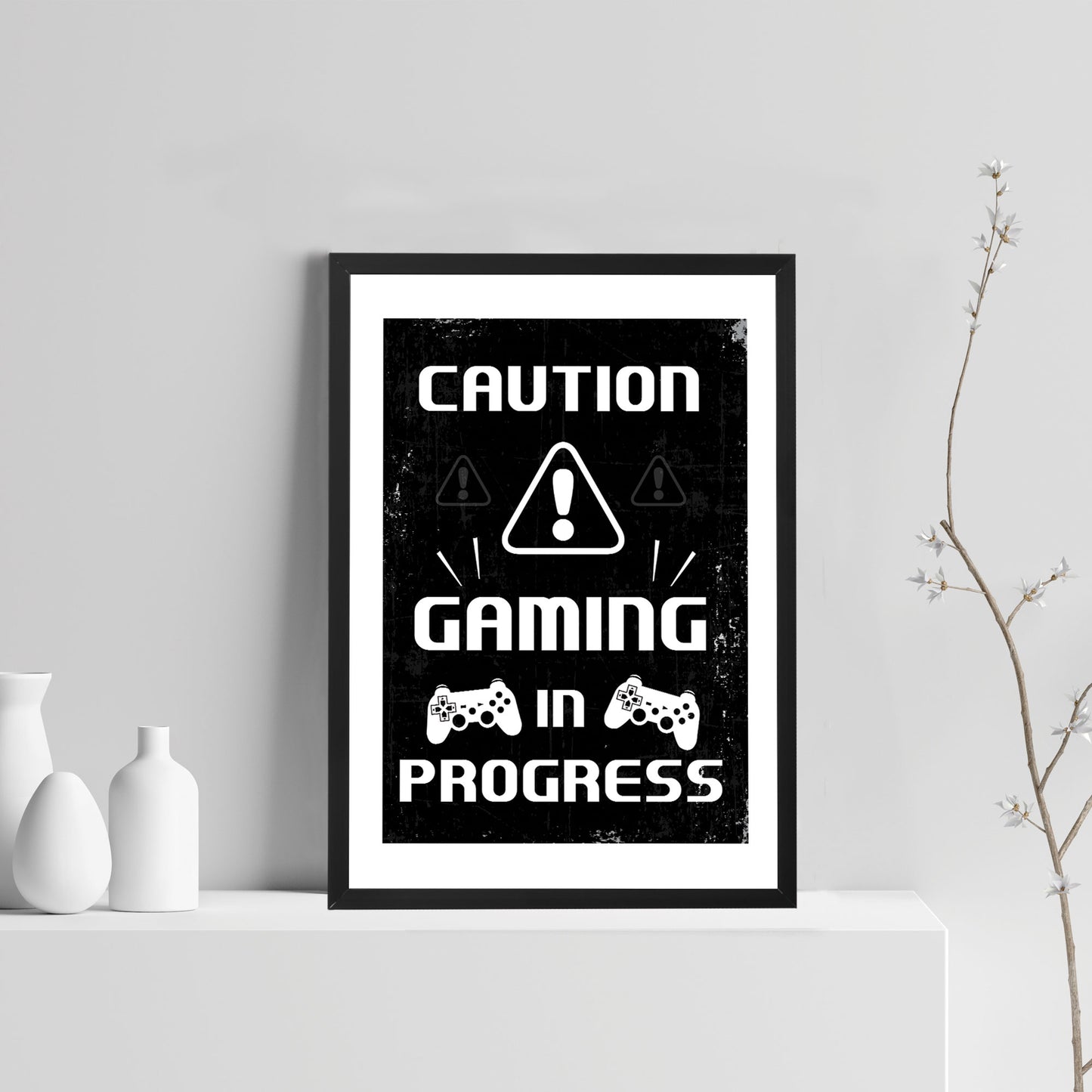 Beware Gaming Sign Boys Bedroom Decor Funny Gamer Gift Framed