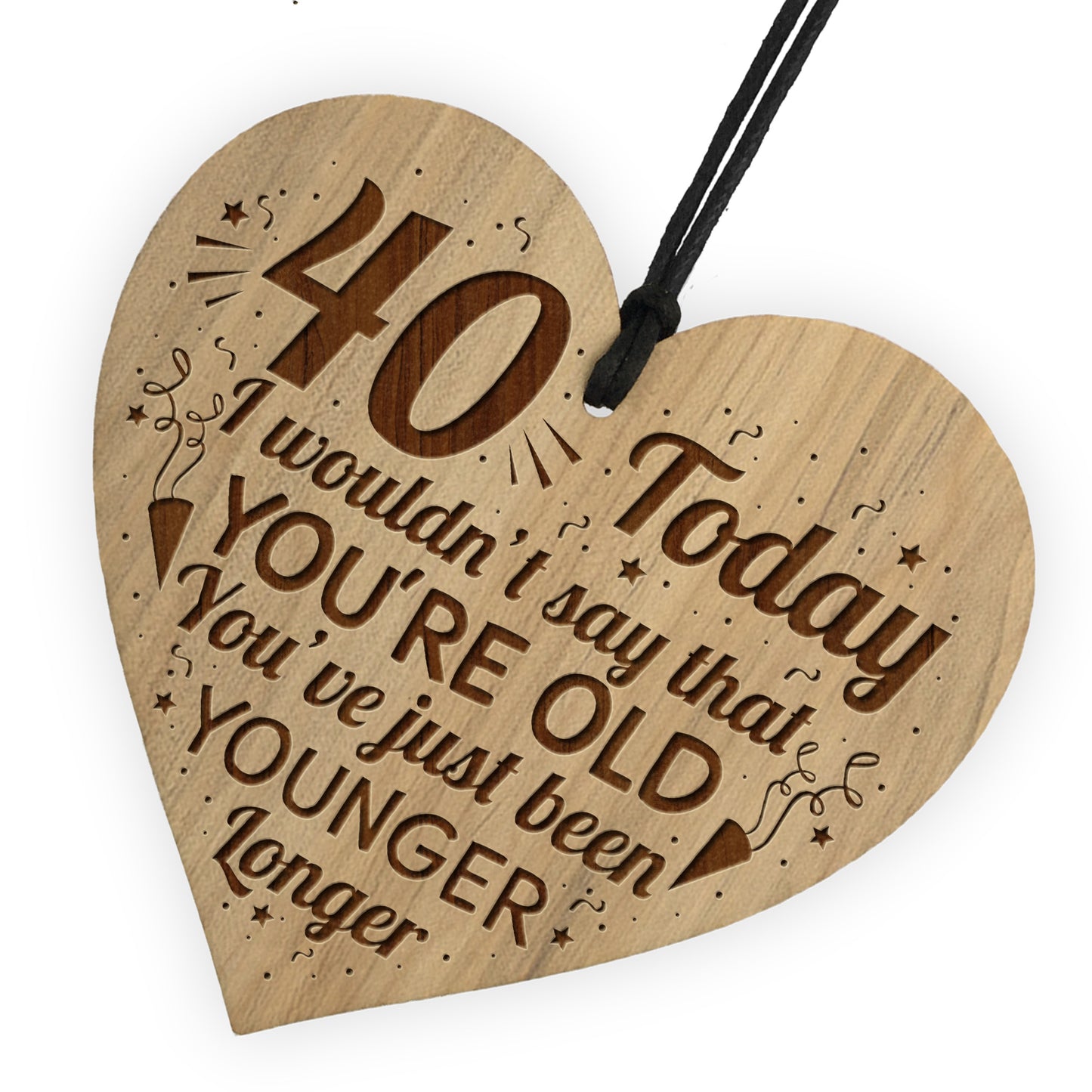 Funny 40th Birthday Gift For Him Her Shabby Chic Engraved Heart