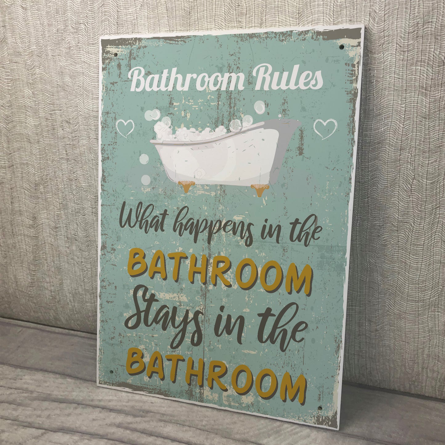 Shabby Chic What Happens In The Bathroom Funny Sign Plaque