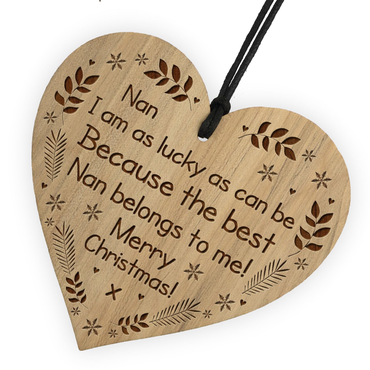 Christmas Gift For Nan Engraved Wood Hanging Heart Thank You