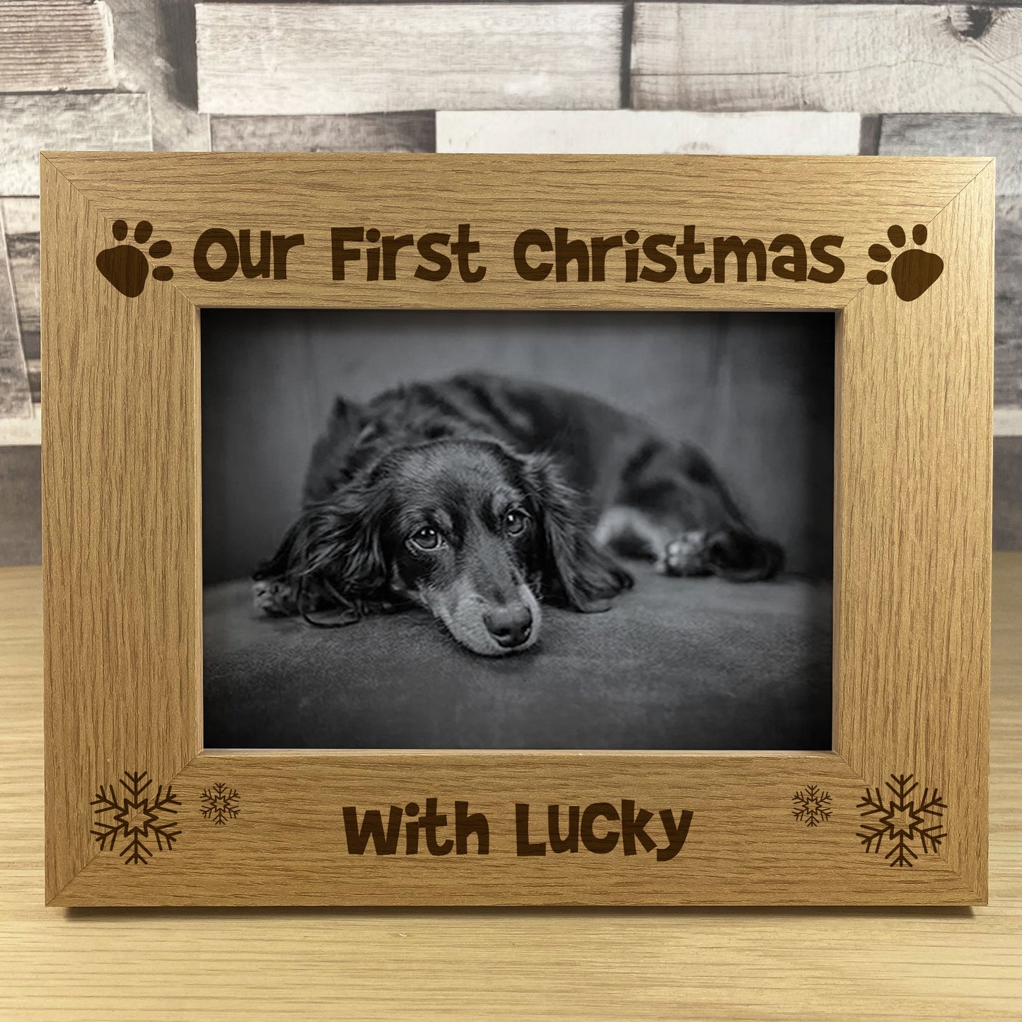 Our First Christmas Wooden Frame Pet Gift New Dog Gift Family