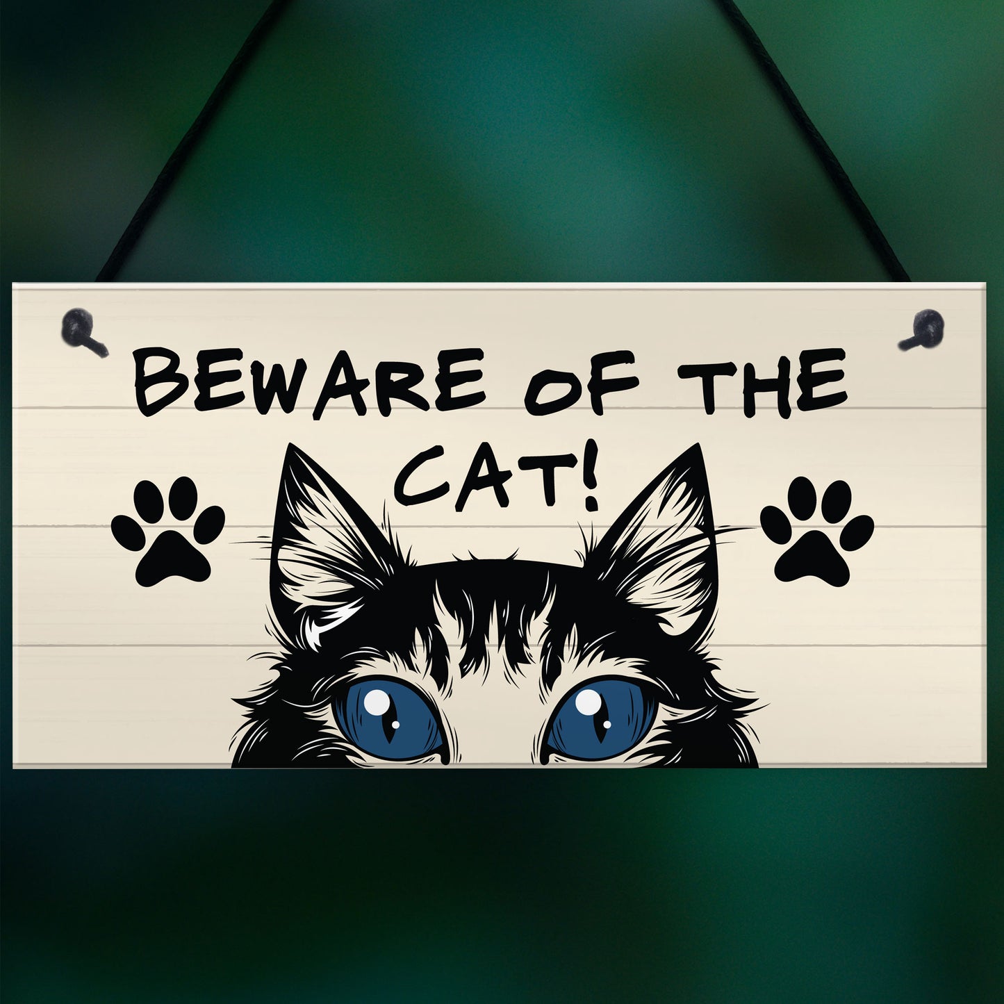 Funny Cat Gift BEWARE Sign Cat Lovers Gift For Home Animal Sign