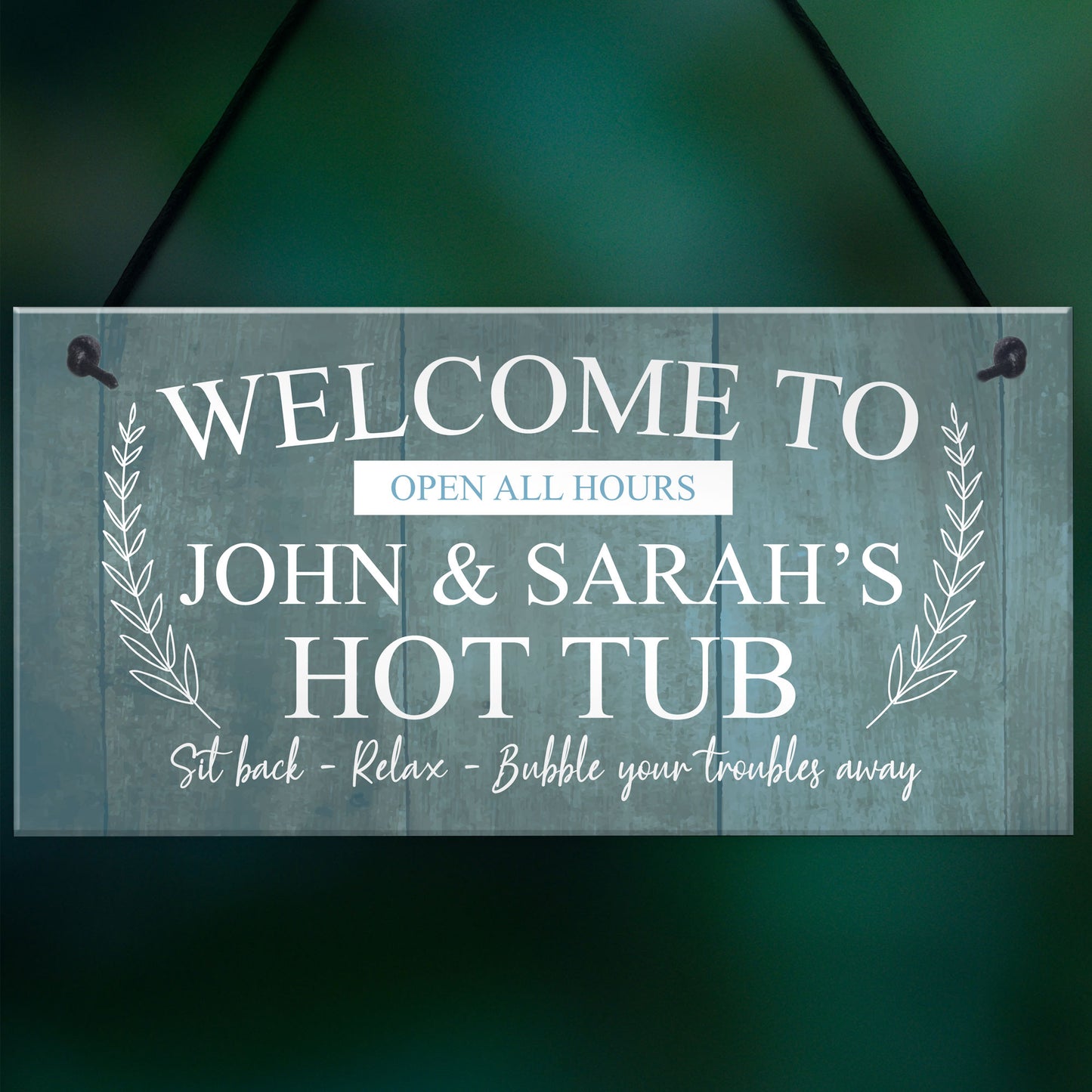 Hanging Hot Tub Sign Personalised Garden Shed Sign New Home Gift