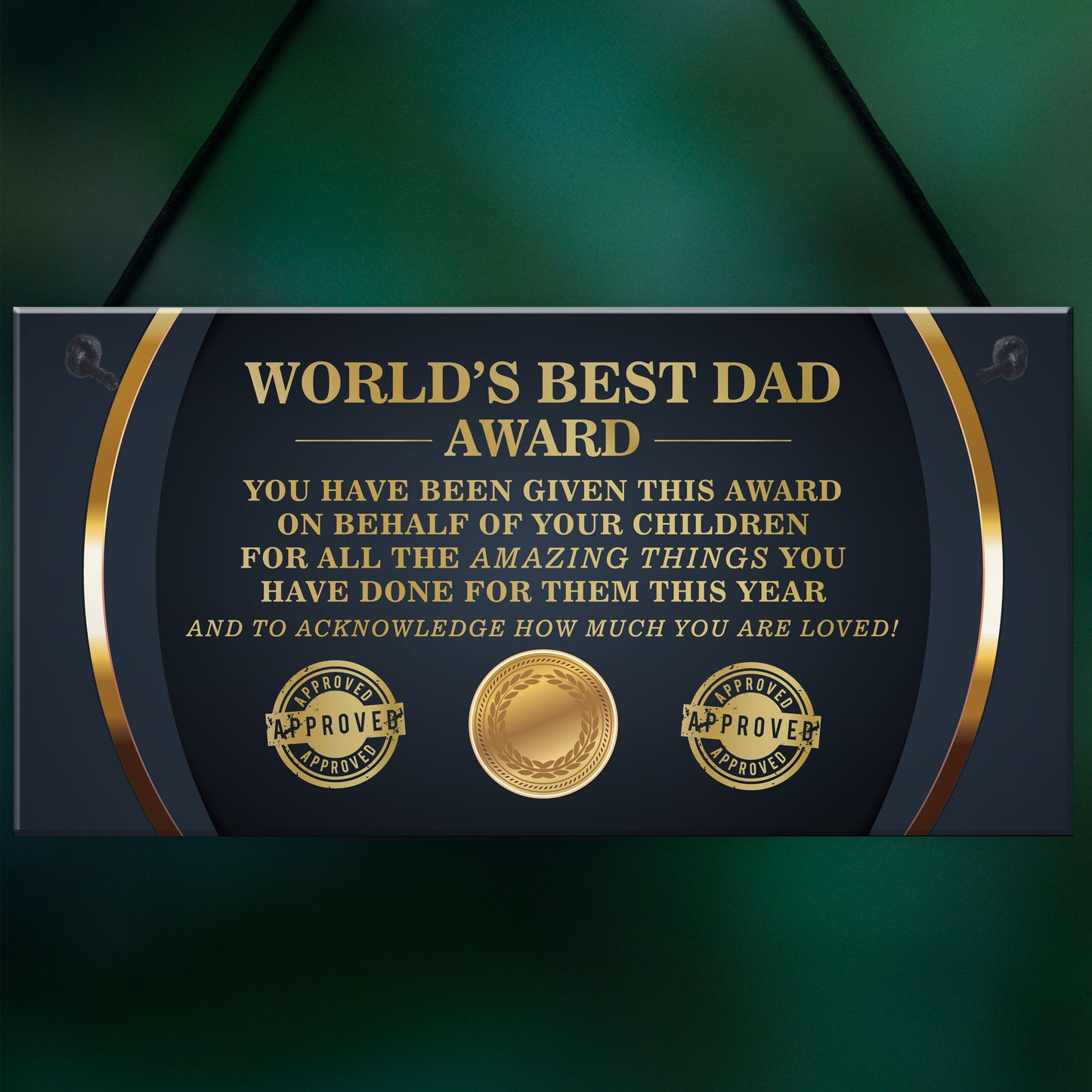 BEST DAD AWARD Dad Sign Fathers Day Gift From Daughter Son