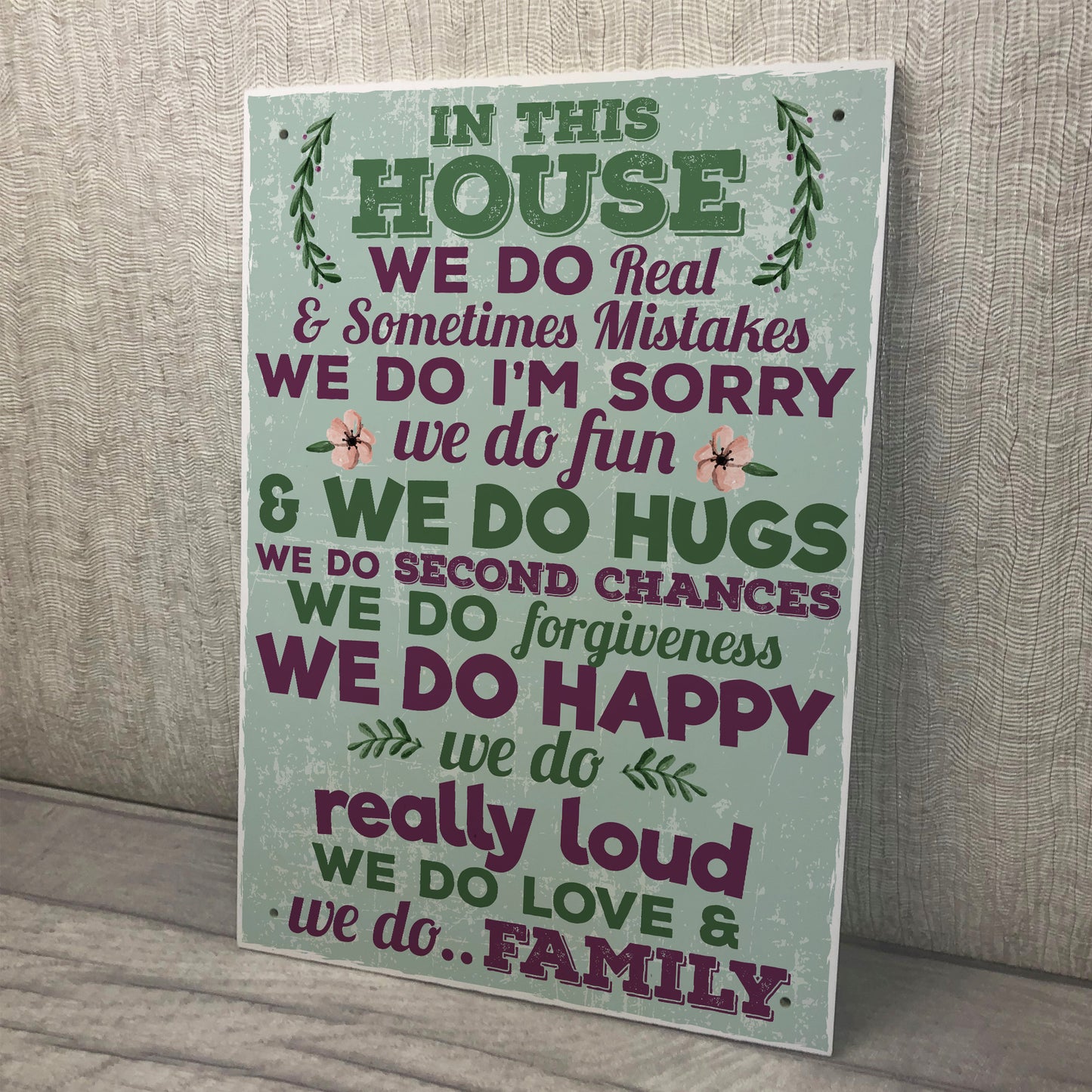 In This House We Do Family Wall Art Sign Plaque Mum Dad Birthday