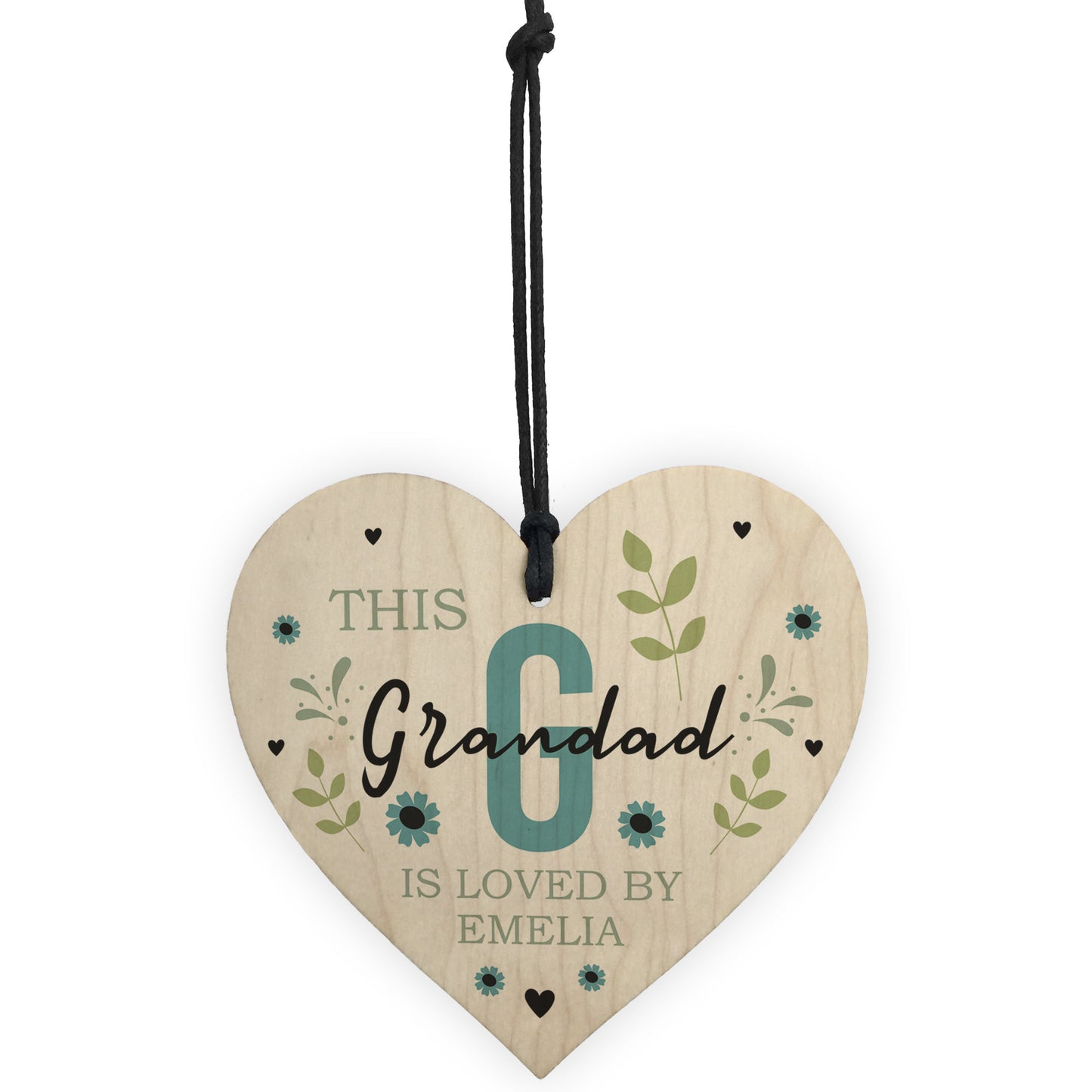 Personalised Fathers Day Birthday Gift For Grandad Wood Heart