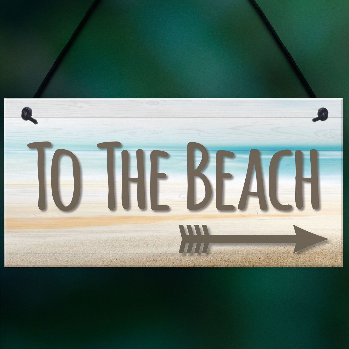 To The Beach Arrow Nautical Seaside Marine Theme Hanging Plaque