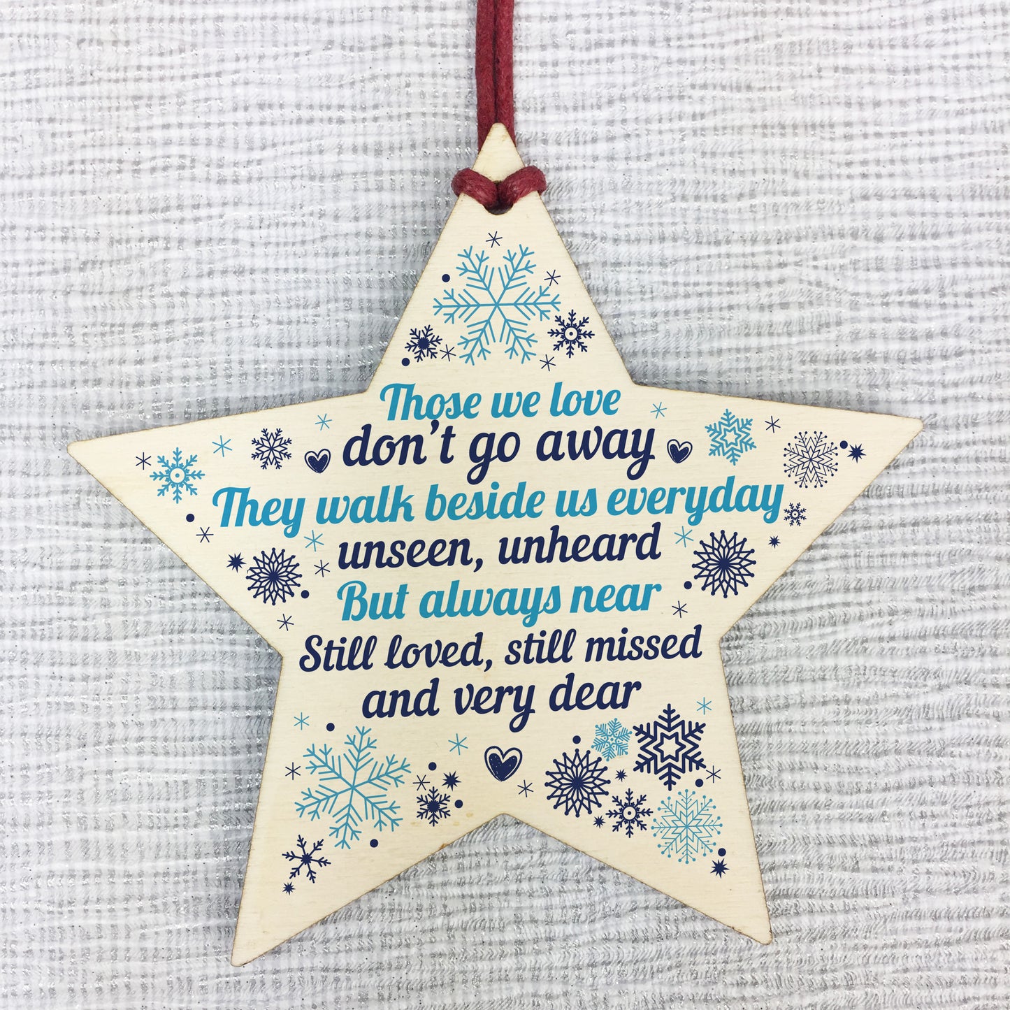 Wood Star Christmas Memorial Tree Decoration Ornament Mum Dad