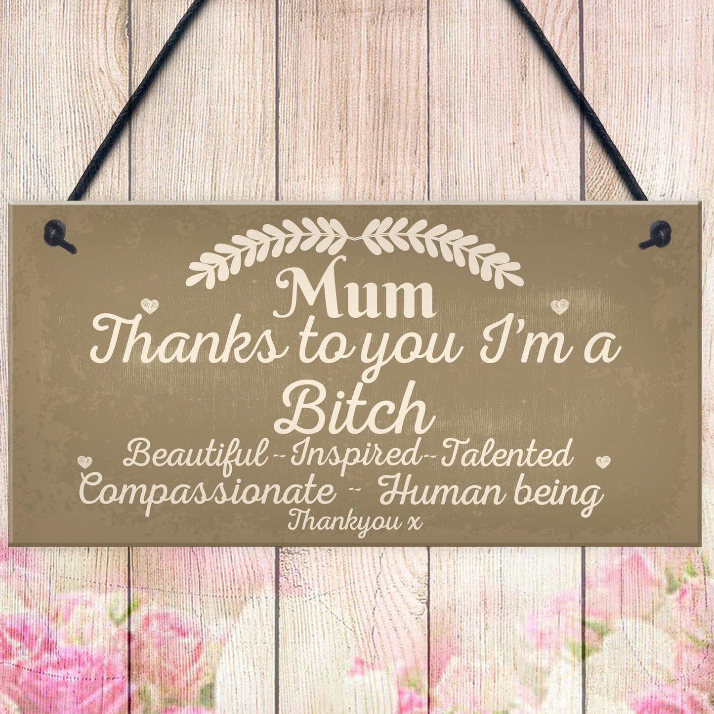 Mum Thanks To You I'm A Bitch Hanging Signs Mothers Day Plaques