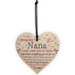 Cute Nana Wood Heart Nan Birthday Christmas Gift From Grandchild