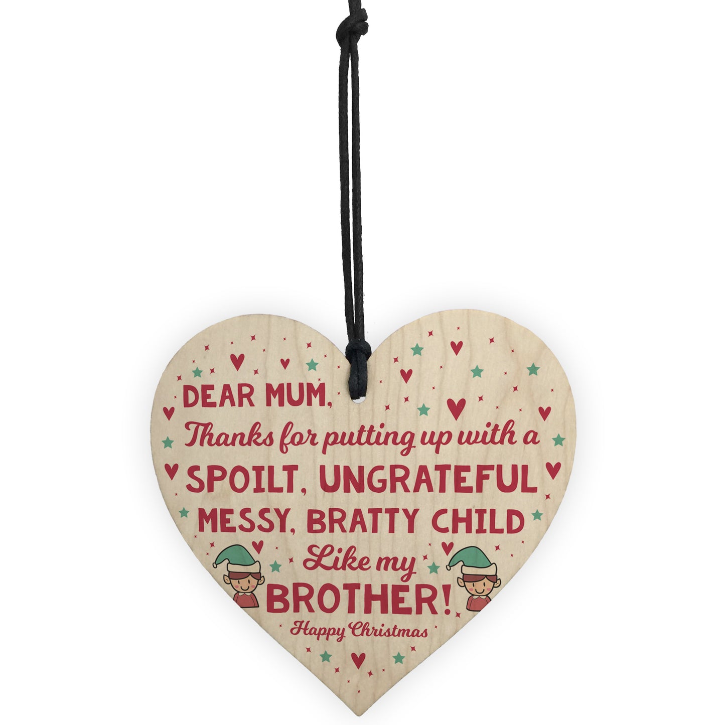 Funny Mum Gift For Christmas From Sister Brother Wooden Heart