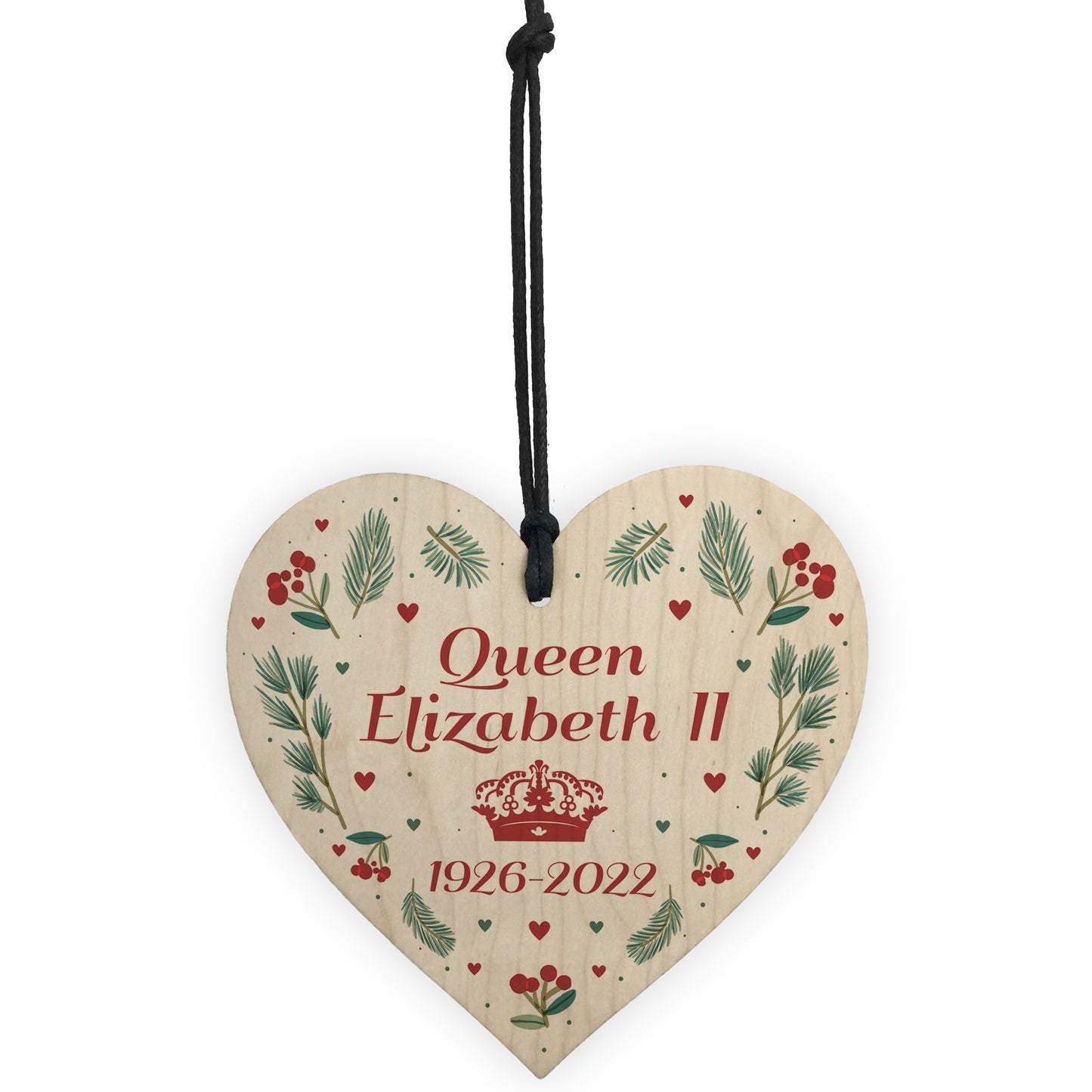 Memorial Sign For Queen Elizabeth II Wooden Heart In Memory
