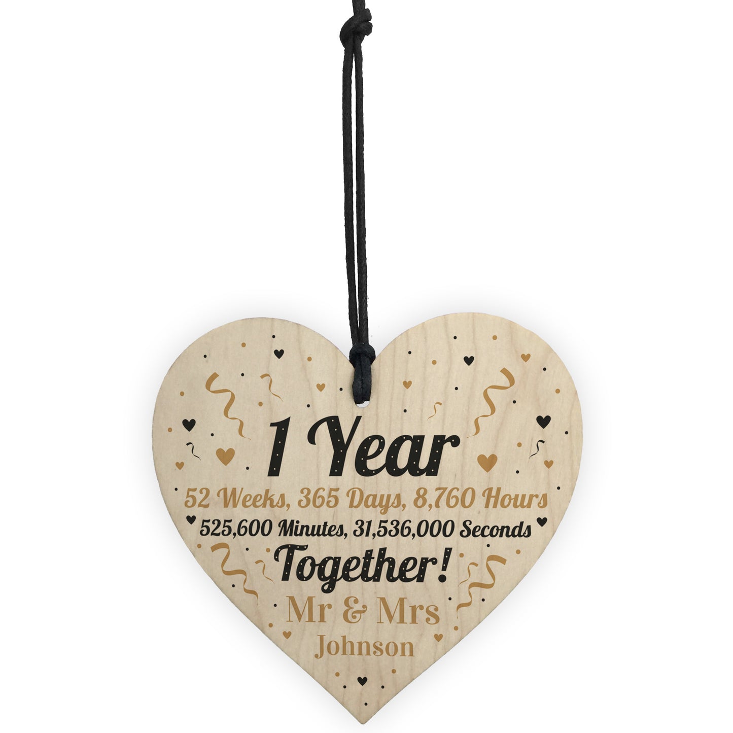 1st Anniversary Gift Personalised Wooden Heart Anniversary Gift