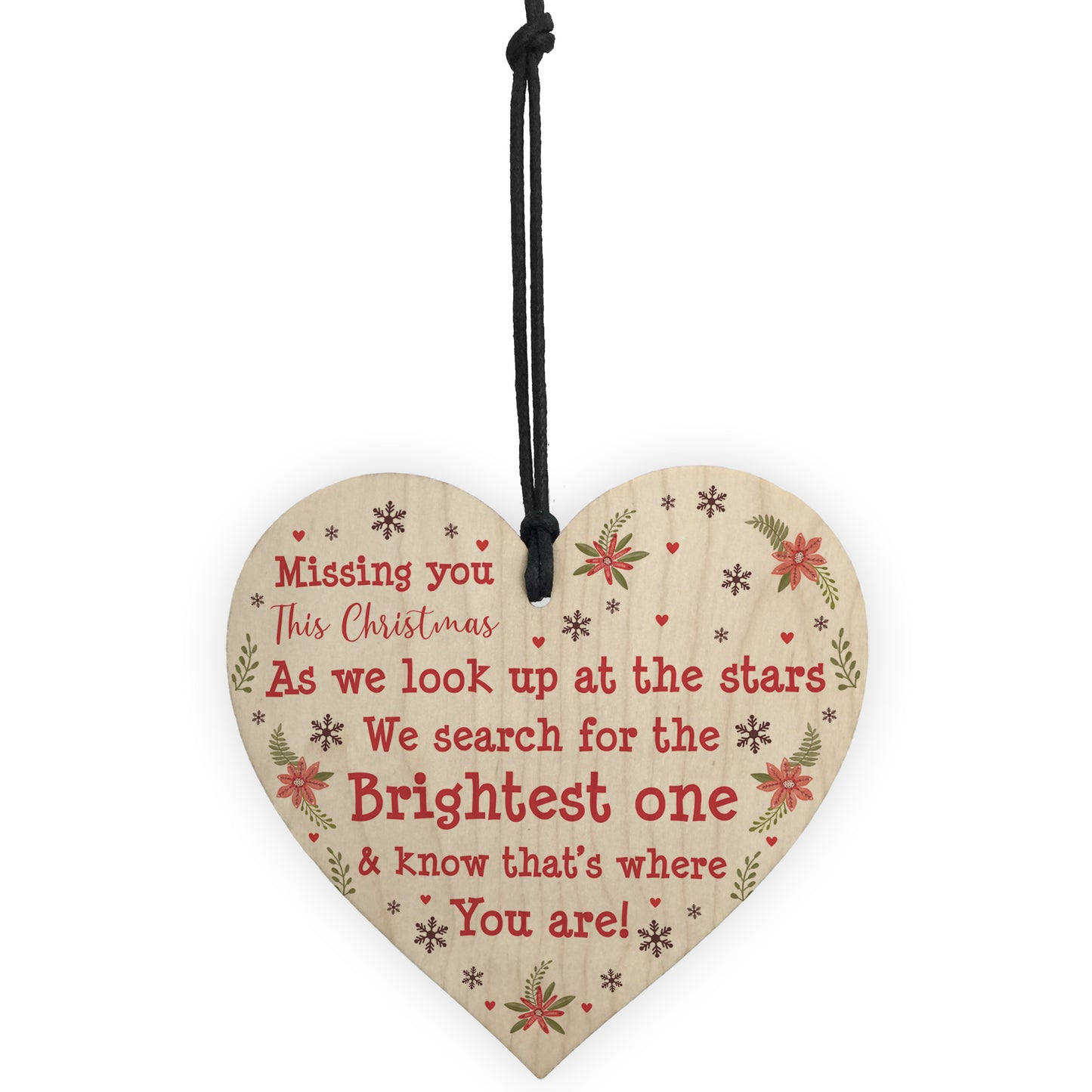 Christmas Memorial Bauble For Mum Dad Nan Grandad Wooden Heart