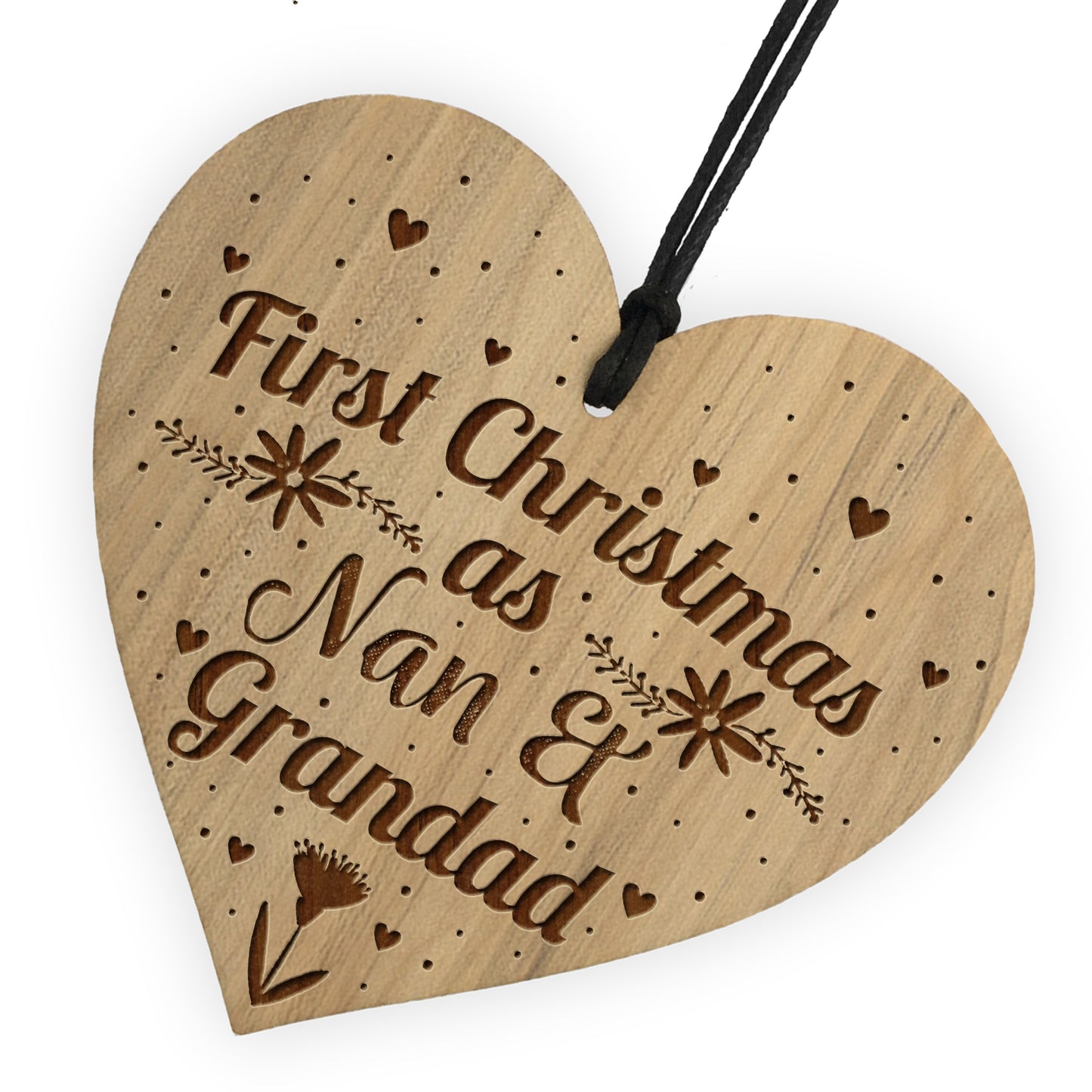 First Christmas Nan And Grandad Engraved Wood Bauble Gift