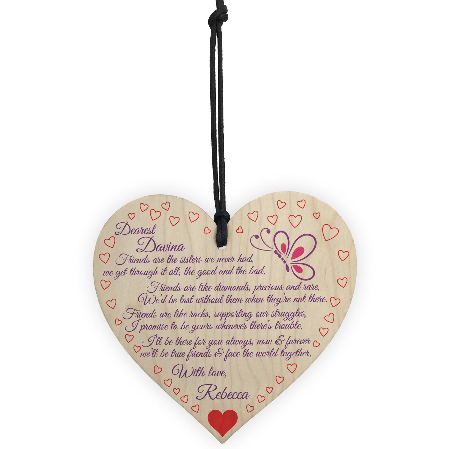 Personalised Friends Are The Sisters Wooden Hanging Heart