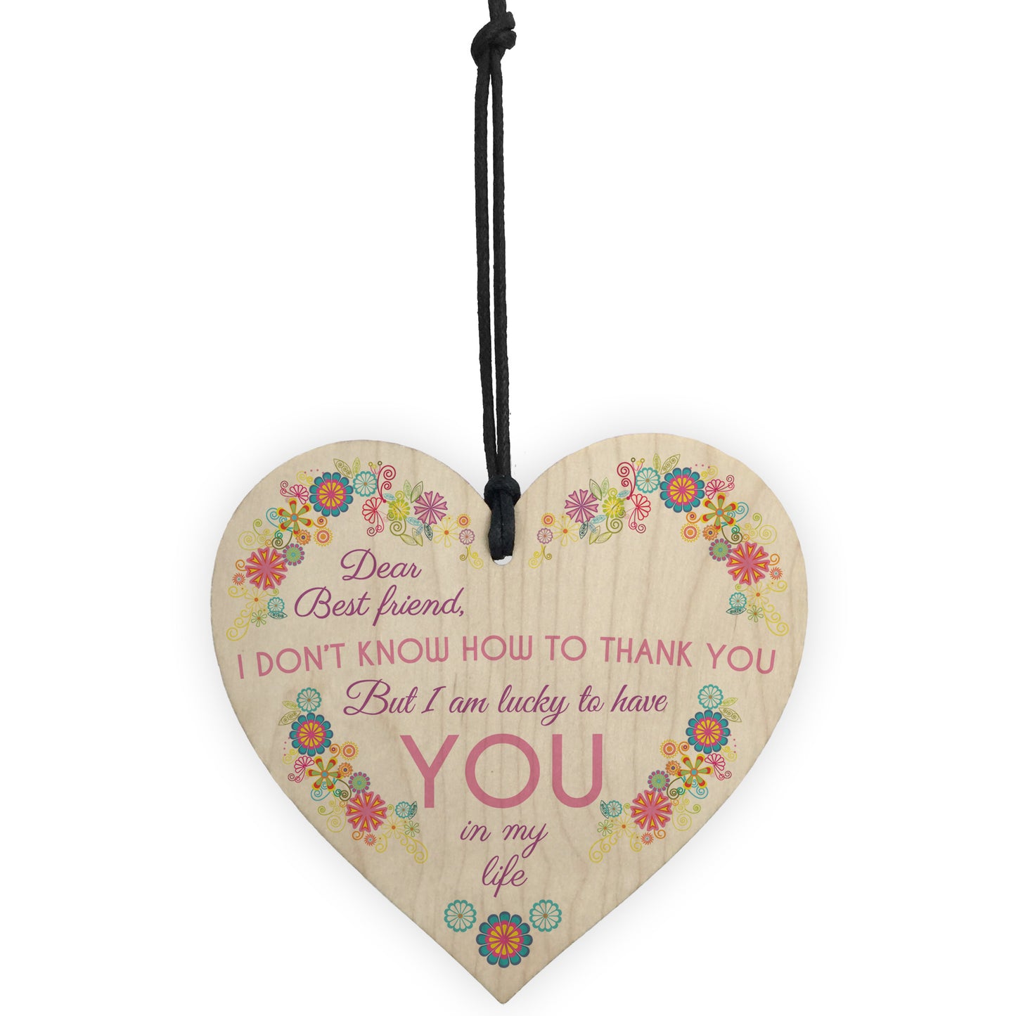 Dear Bestfriend Wooden Hanging Heart Friendship Sign Plaque Gift