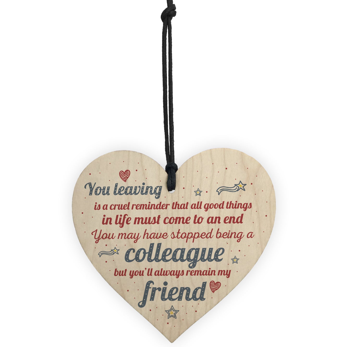 Colleague Gift Friendship Friend Wood Heart Plaque Leaving Gift