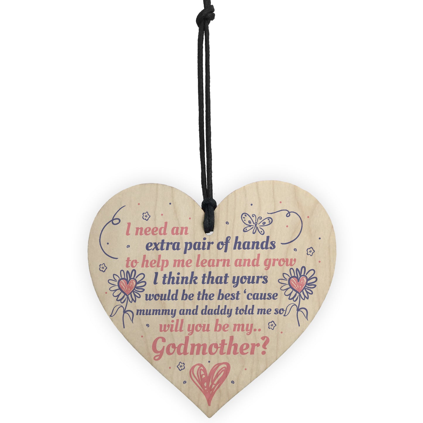 Will You Be My Godmother Heart Plaque Goddaughter Godson Gifts