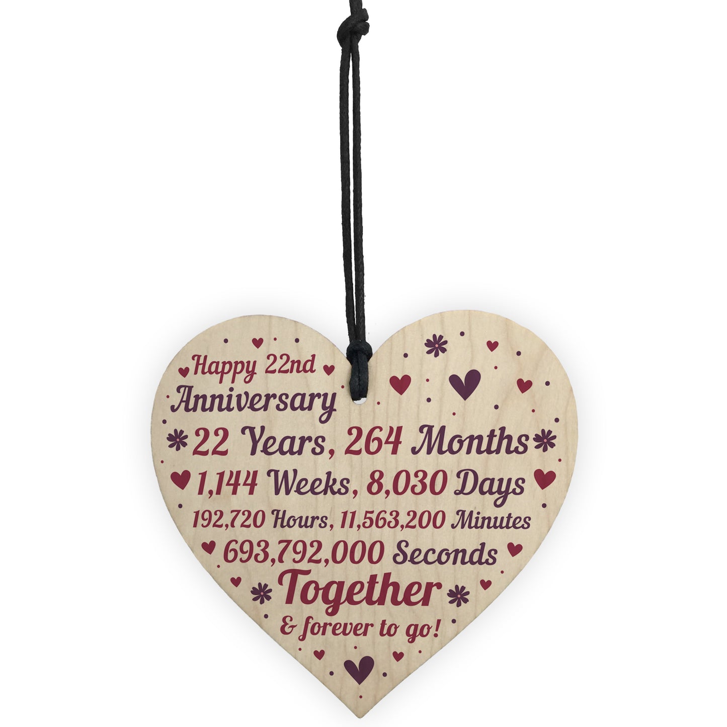 Anniversary Wooden Heart To Celebrate 22nd Wedding Anniversary