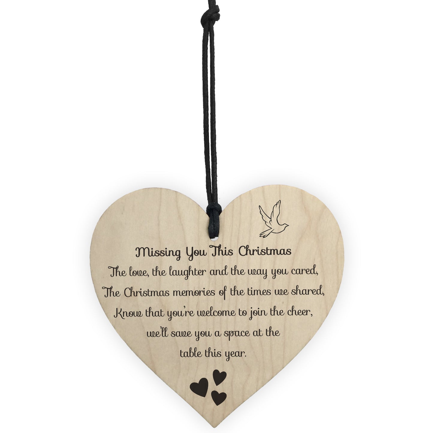 Missing You This Christmas Wooden Hanging Memorial Heart Plaque