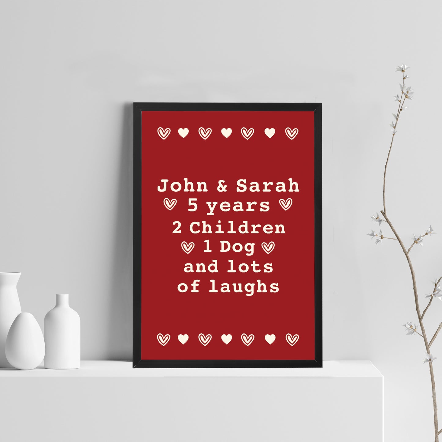 Personalised Valentines Anniversary Gift For Him Her Frame Print