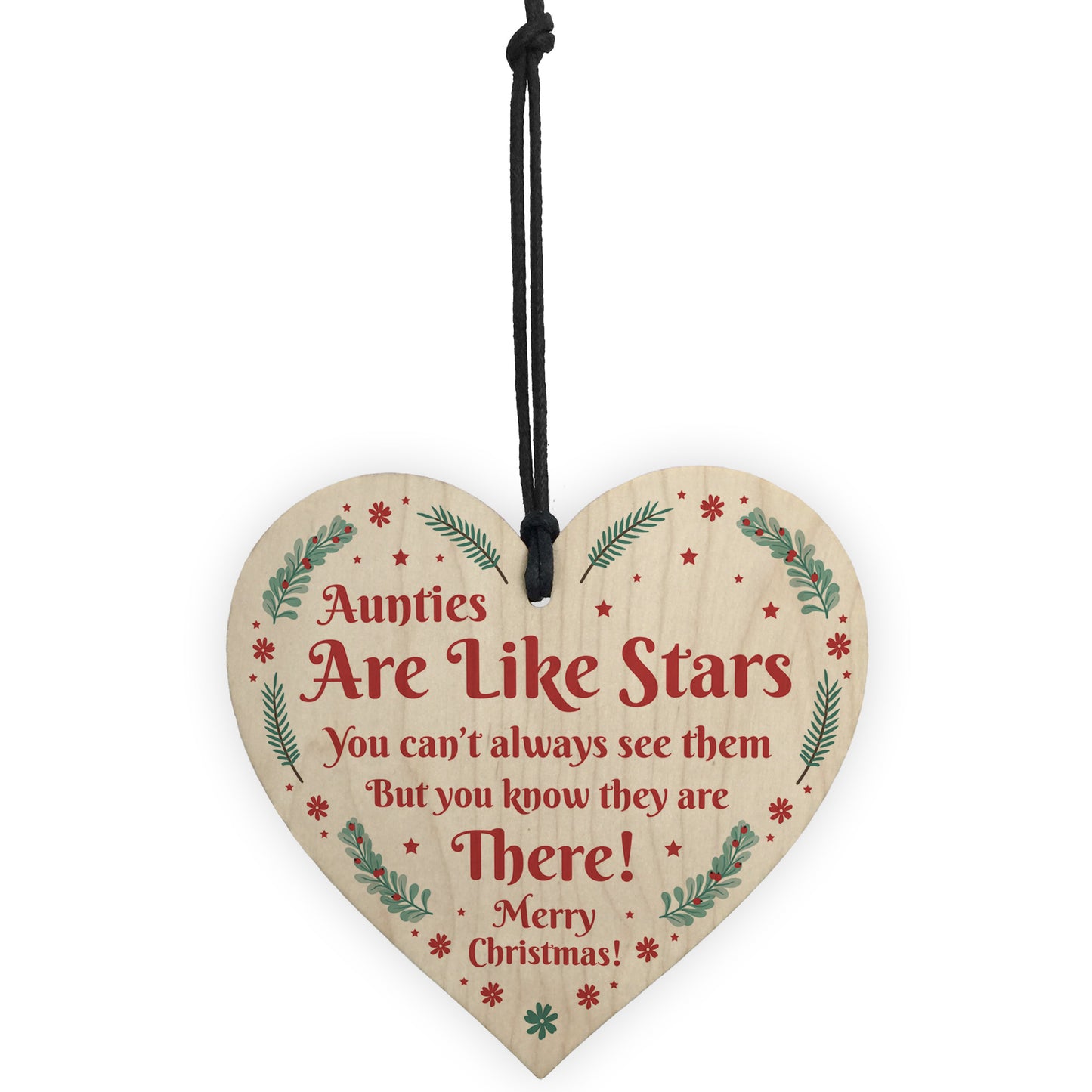 Auntie Merry Christmas Gifts Wood Heart Hanging Tree Xmas