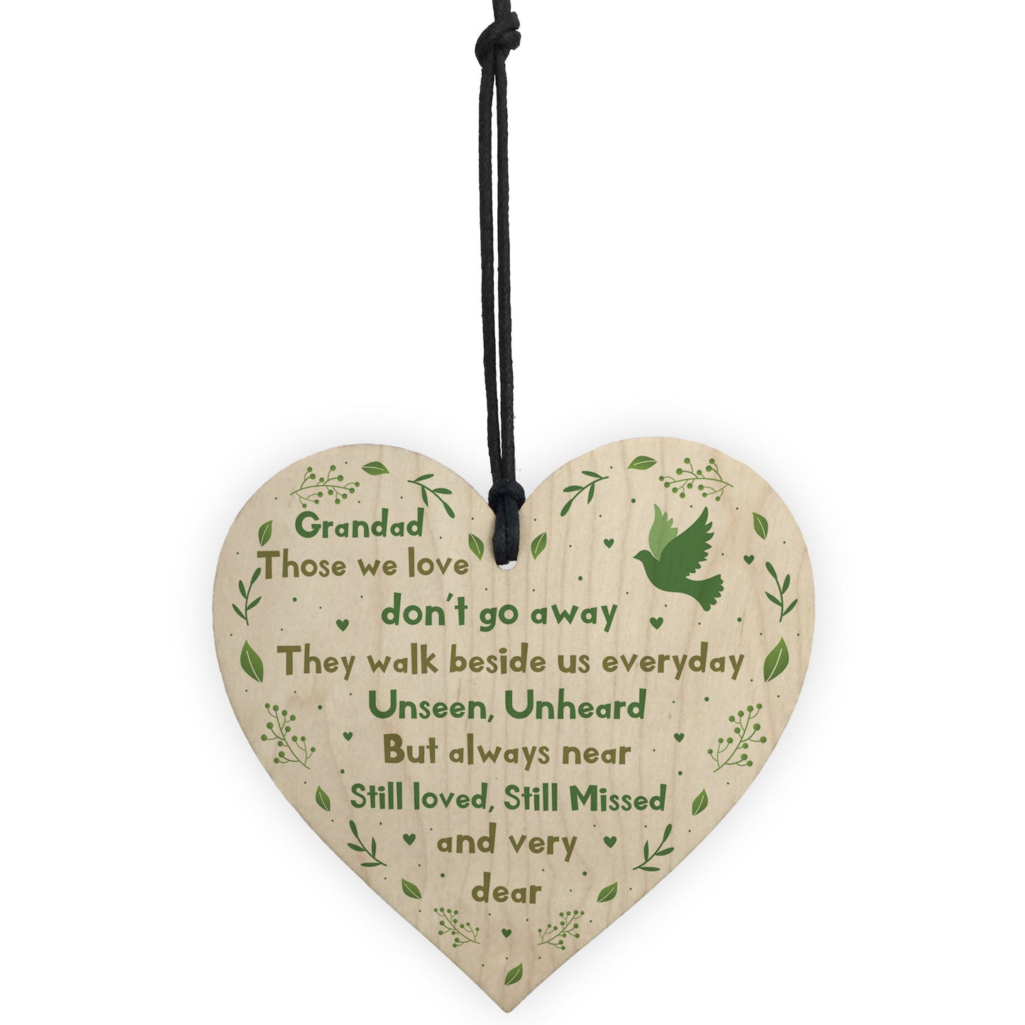 Grandad Christmas Memorial Decoration Wood Heart Memorial Sign