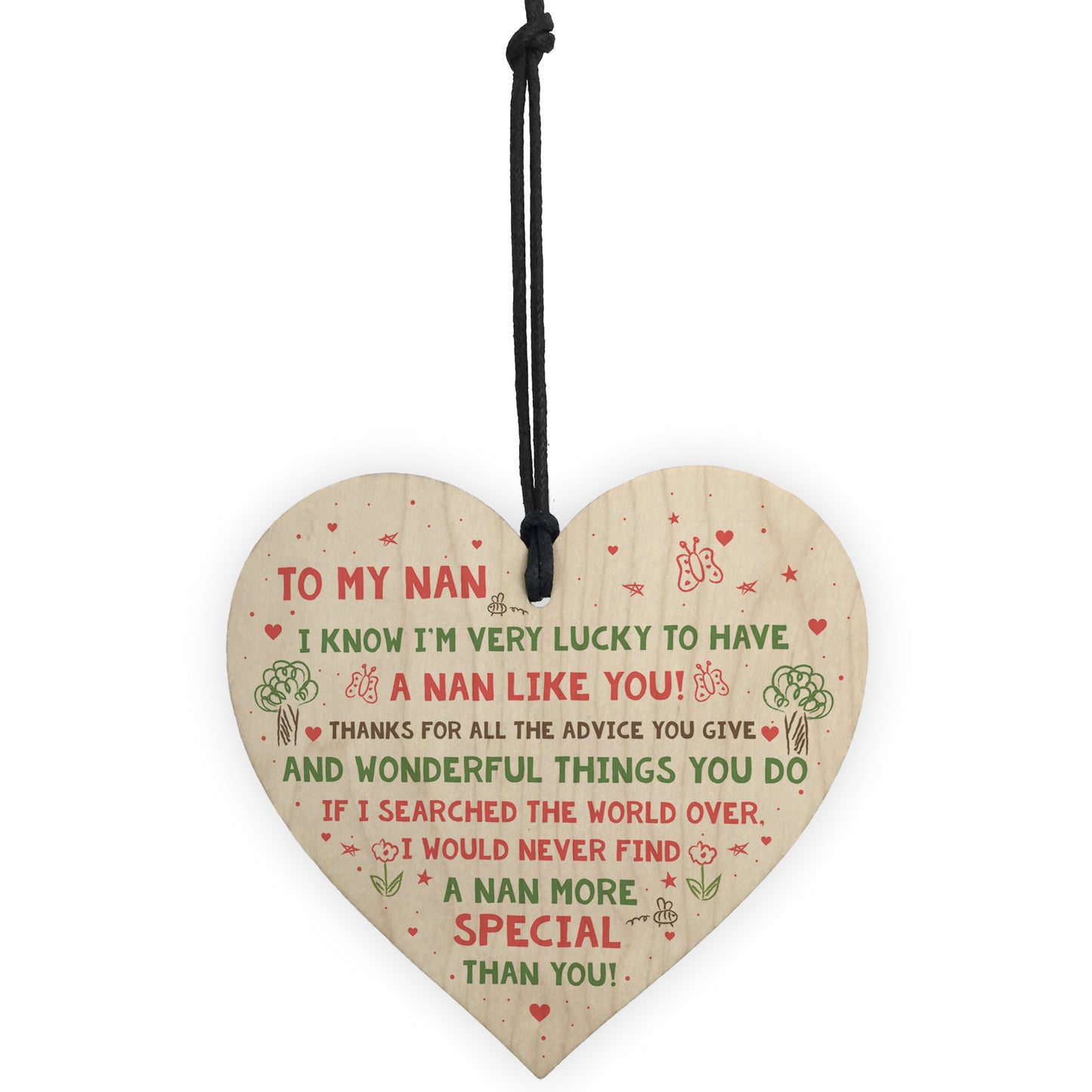 Nan Nanny Birthday Christmas Gifts Wooden Heart Special Plaque