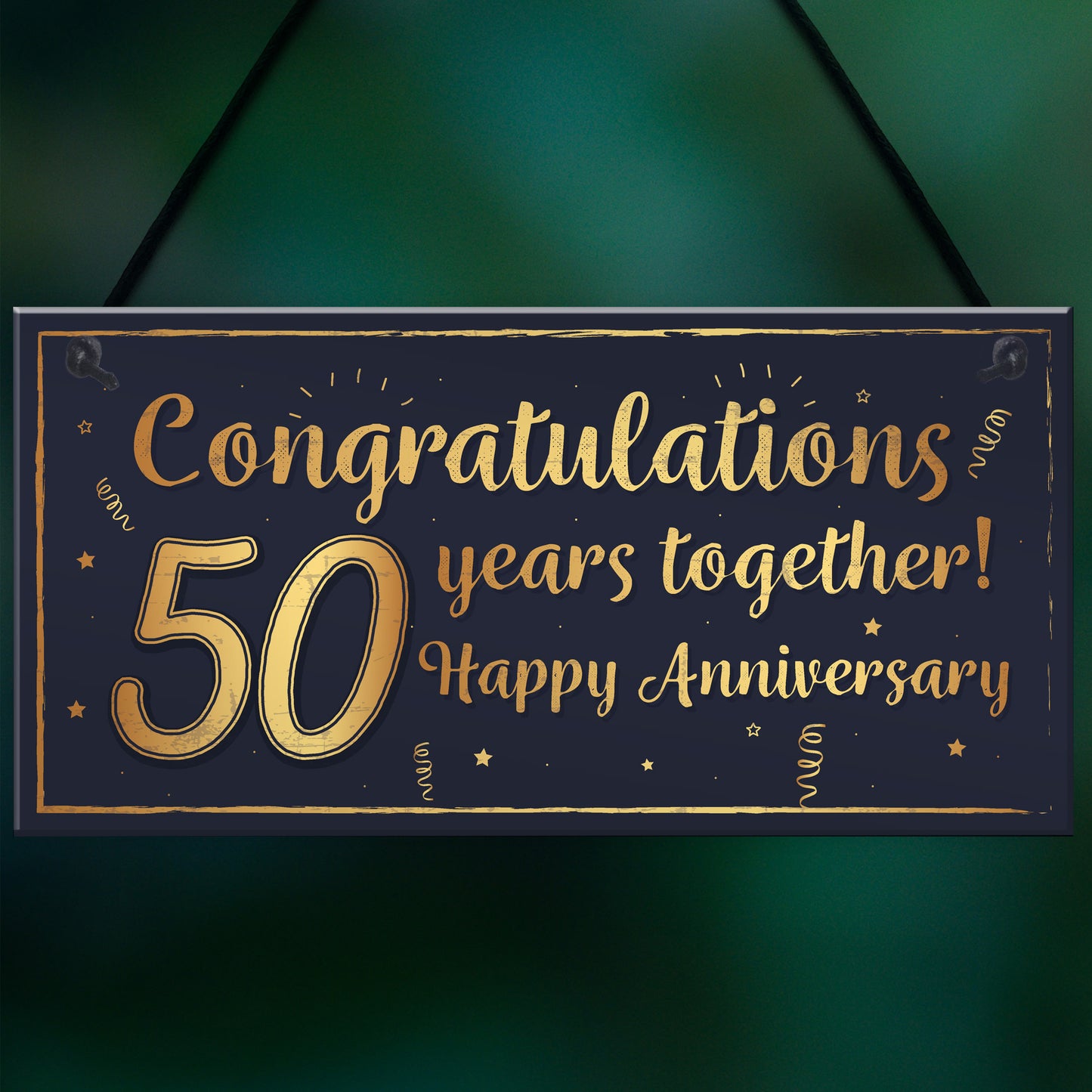 Congratulations 50th Wedding Anniversary Gift Plaque Gold Gift