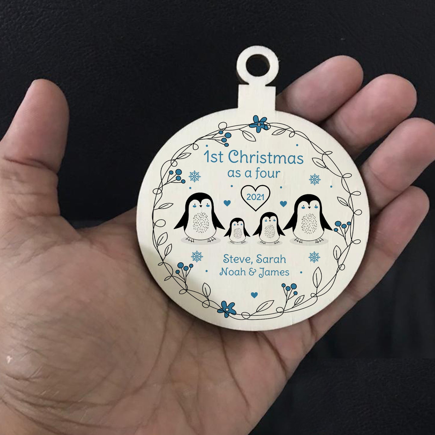 Personalised Family Christmas Tree Bauble Christmas As A Four