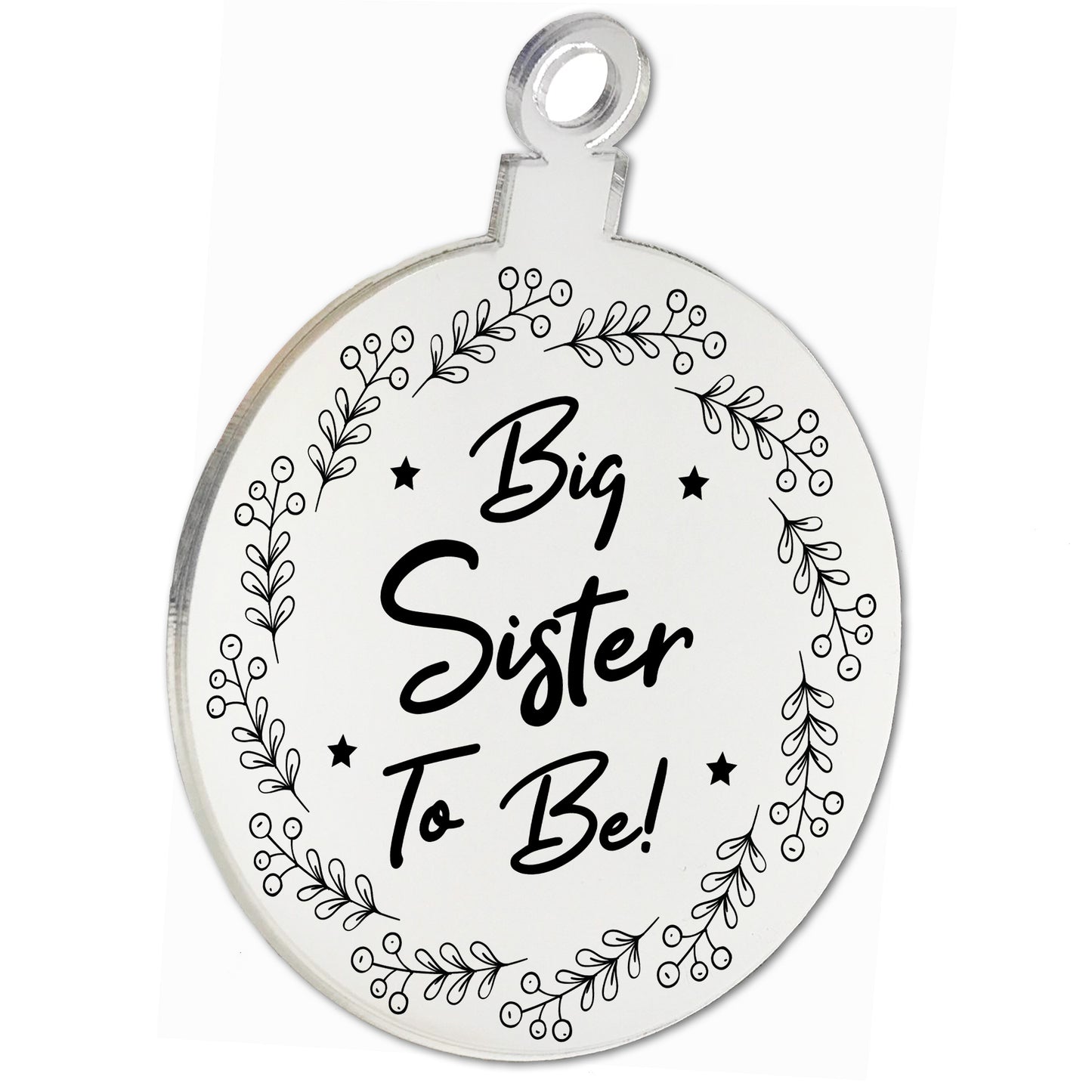 Big Sister To Be Hanging Christmas Tree Bauble Gift New Baby