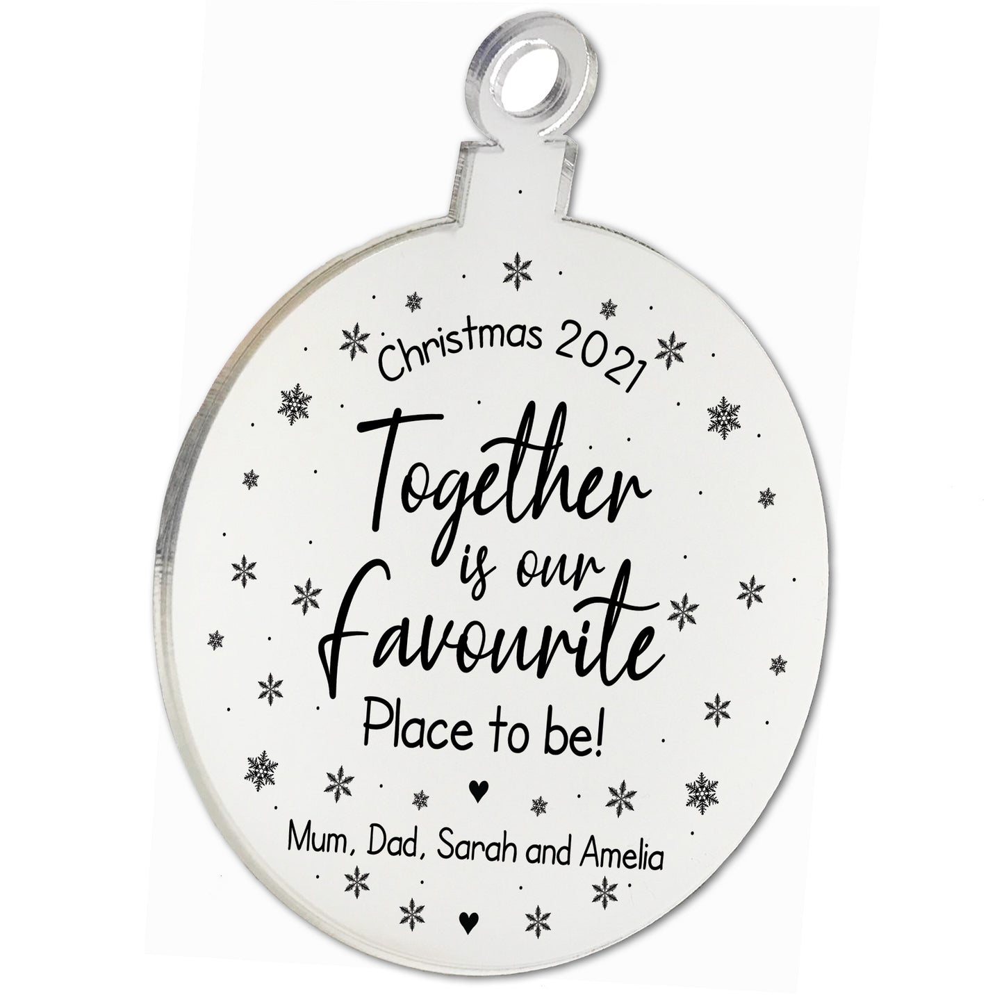 Personalised Christmas Bauble For Family Favourite Place Engrave