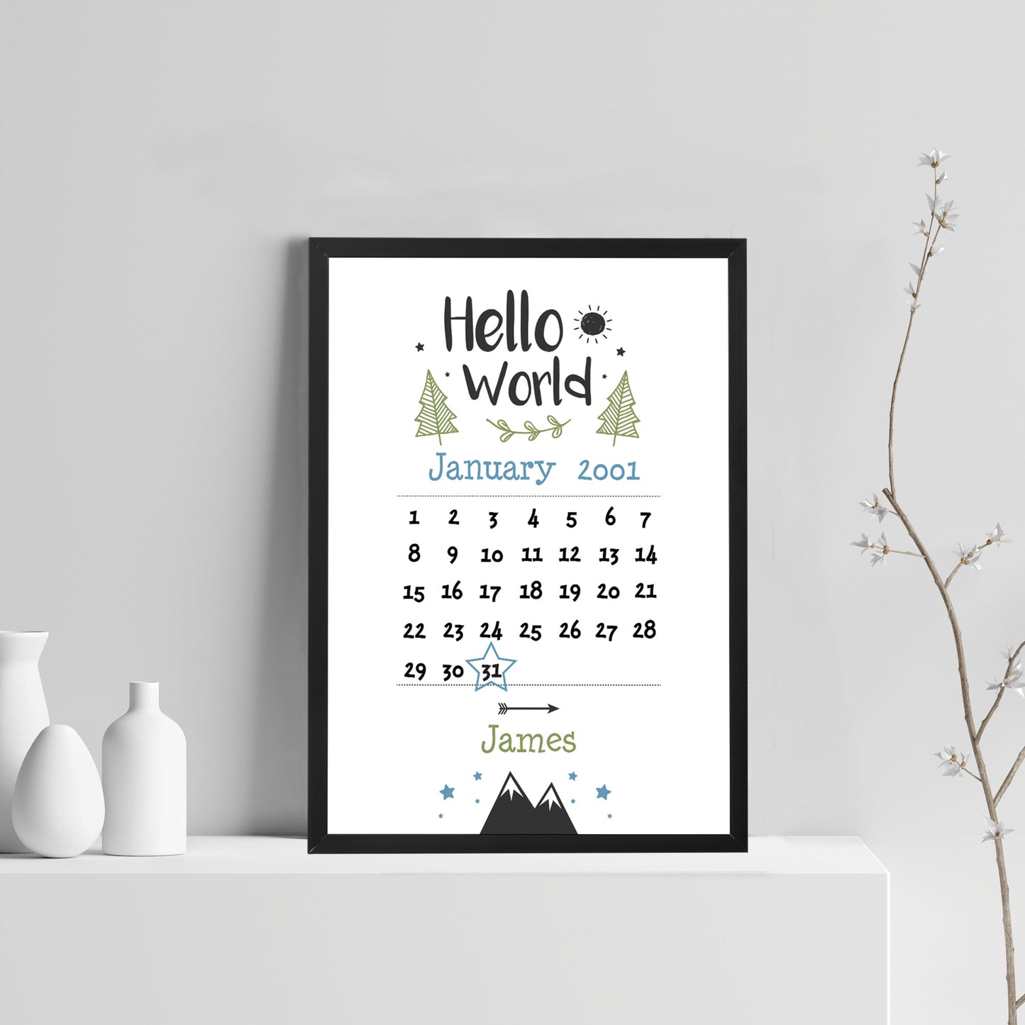 Newborn Baby Gift Baby Boy Girl Christening Gift Nursery Print