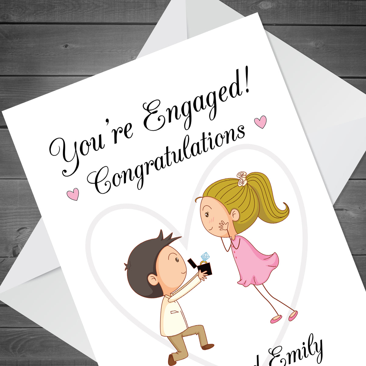 Engaged Congratulations Personalised Congratulations Your Engagement Card Cute Couple – Red ...