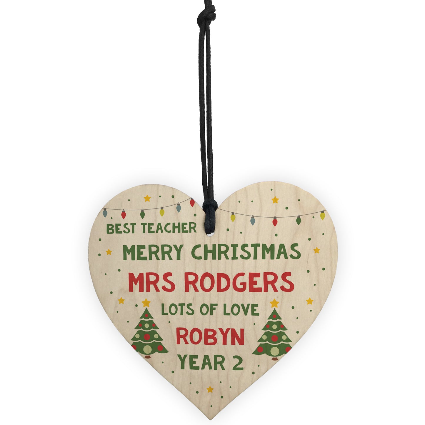 Merry Christmas Teacher Hanging Heart Teacher Gift Thank You