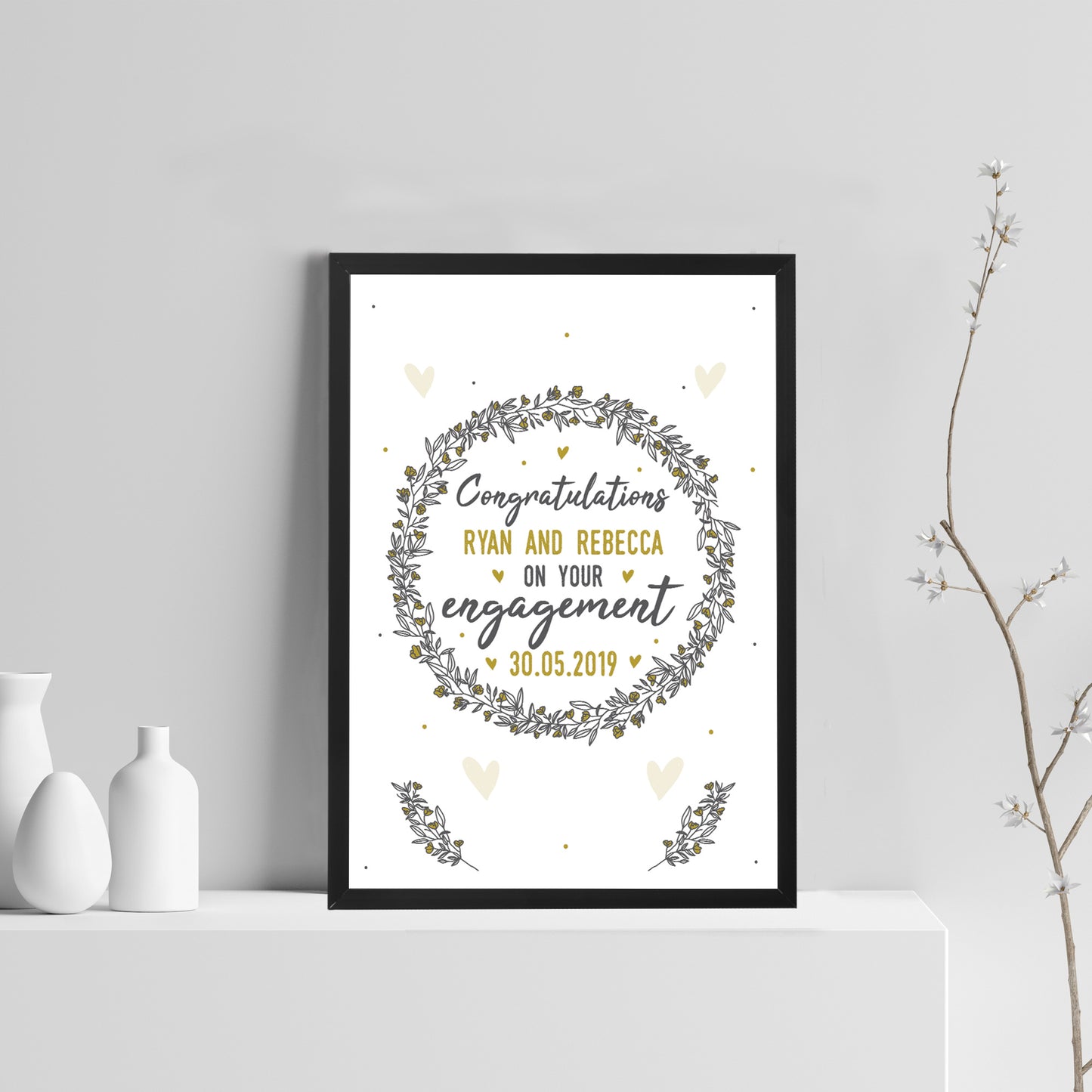 Personalised Engagement Gifts Congratulations Gift Framed Print