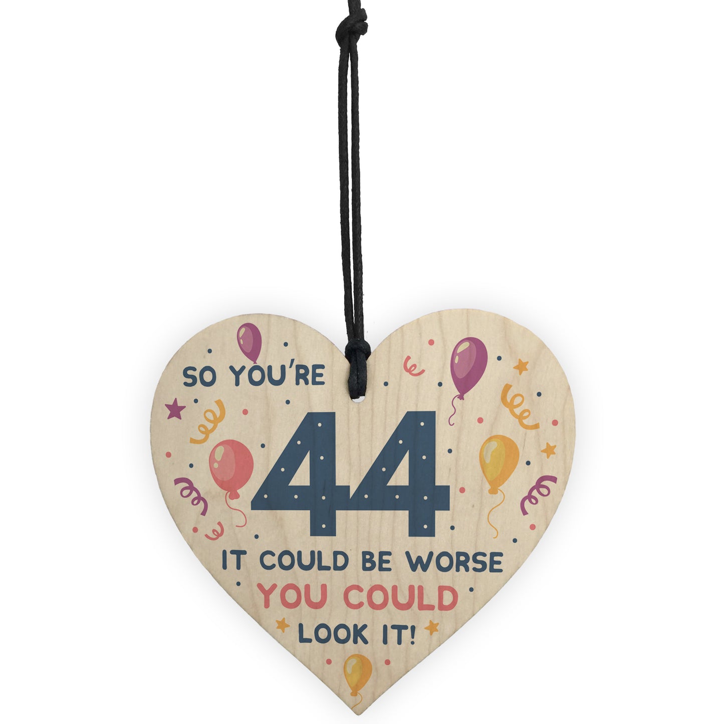 Novelty 44th Birthday Gifts Wood Heart Sign Funny Present
