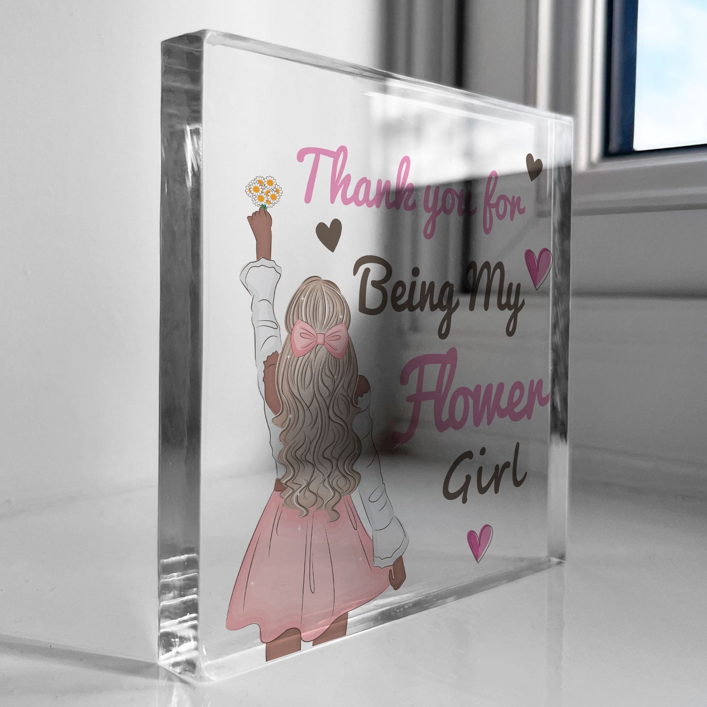 Thank You For Being My Flower Girl Gift Acrylic Block Wedding