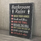 Bathroom Rules Funny Toilet Door Wall Sign Novelty Joke Plaque